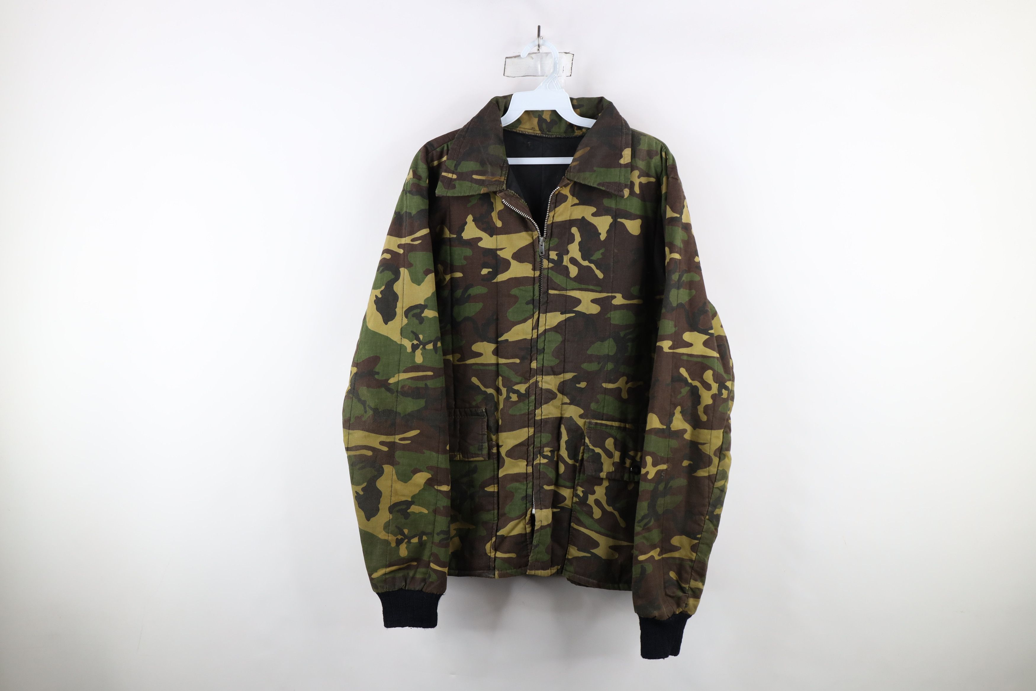 Vintage Vintage 70s Streetwear Camouflage Full Zip Jacket USA Size US L / EU 52-54 / 3 - 1 Thumbnail