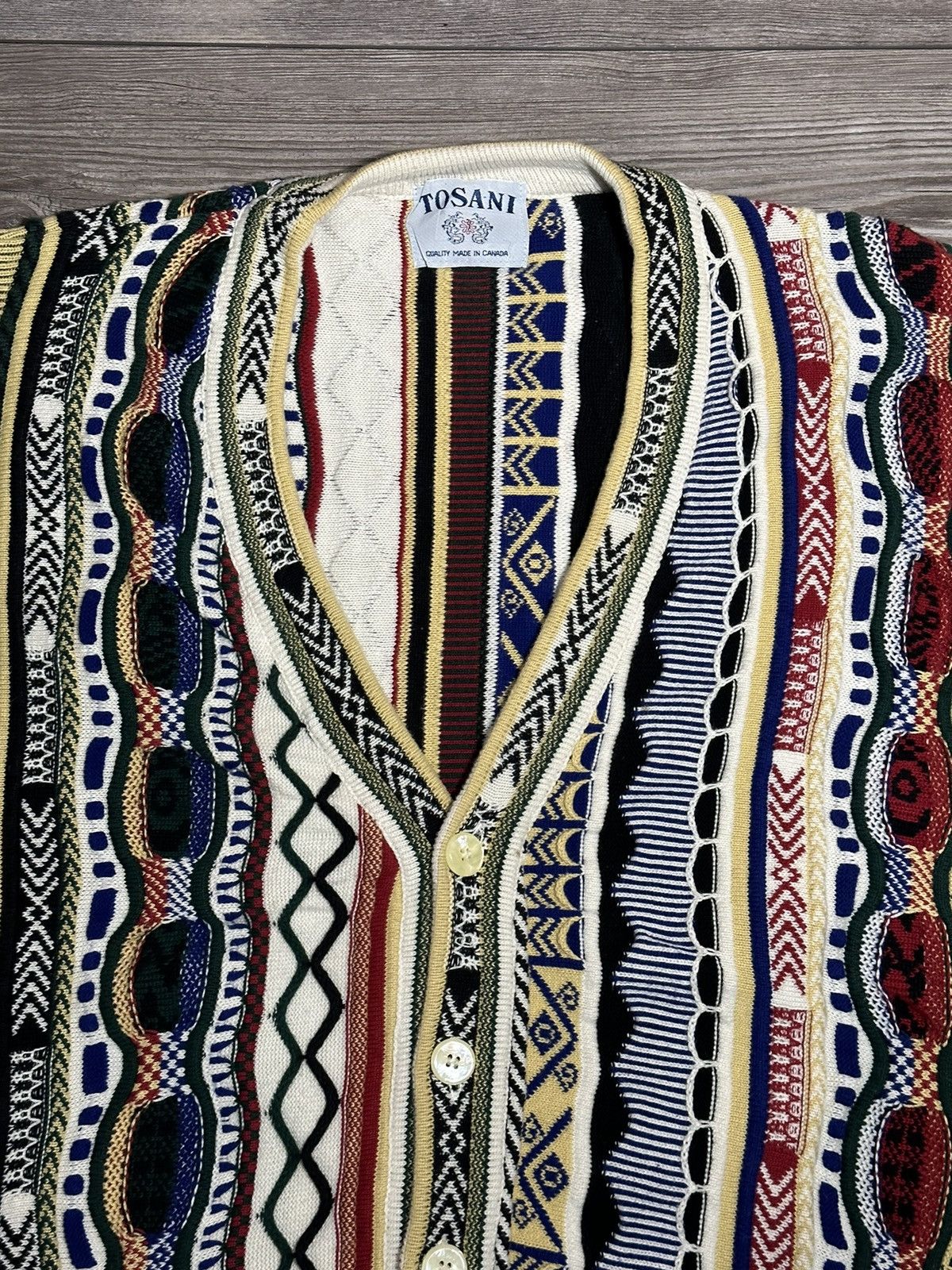 Vintage Vintage 90’s Tosani Coogi Style Knit Cardigan Sweater Size US XL / EU 56 / 4 - 2 Thumbnail