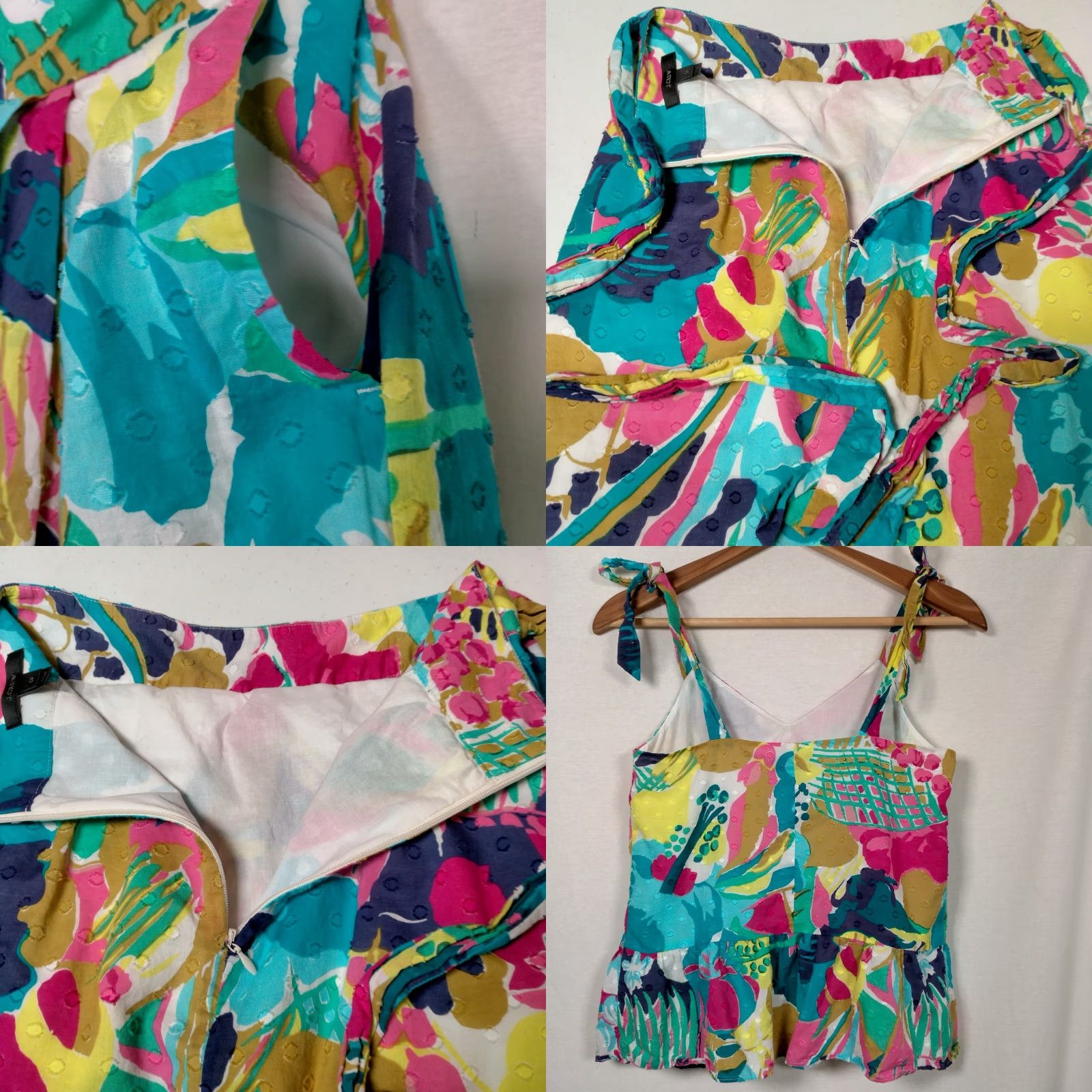 Pinko VINTAGE J Crew Floral Pleated Skirt Set Womens 0P Petite Cotton Satin Beach Summer Outfit Size 25" / US 0 / IT 36 - 8 Thumbnail