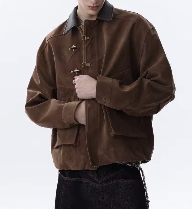 Japanese Brand Toggle Button Collar Pu Leather Jacket Size US XL / EU 56 / 4 - 2 Thumbnail