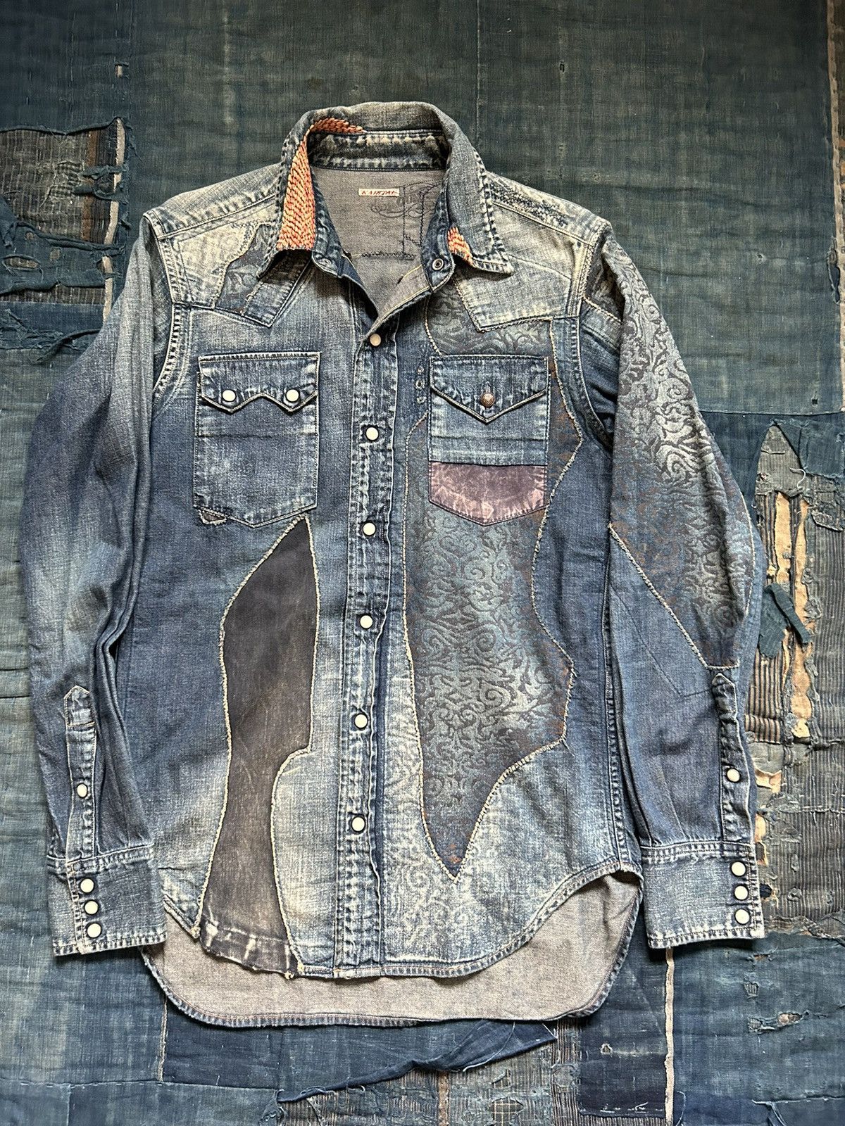 Kapital Kountry 8OZ DENIM STUDS WESTERN SHIRT (SPIDER) - INDIGO - size 4 |  Grailed