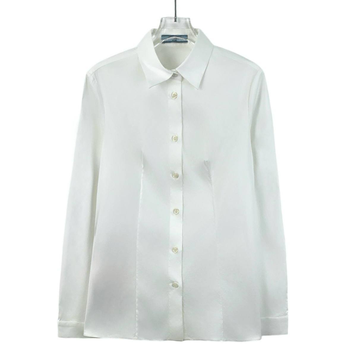 Prada CW0401 Prada Womens White Long-Sleeve Button-Up Shirt Size M / US 6-8 / IT 42-44 - 1 Thumbnail