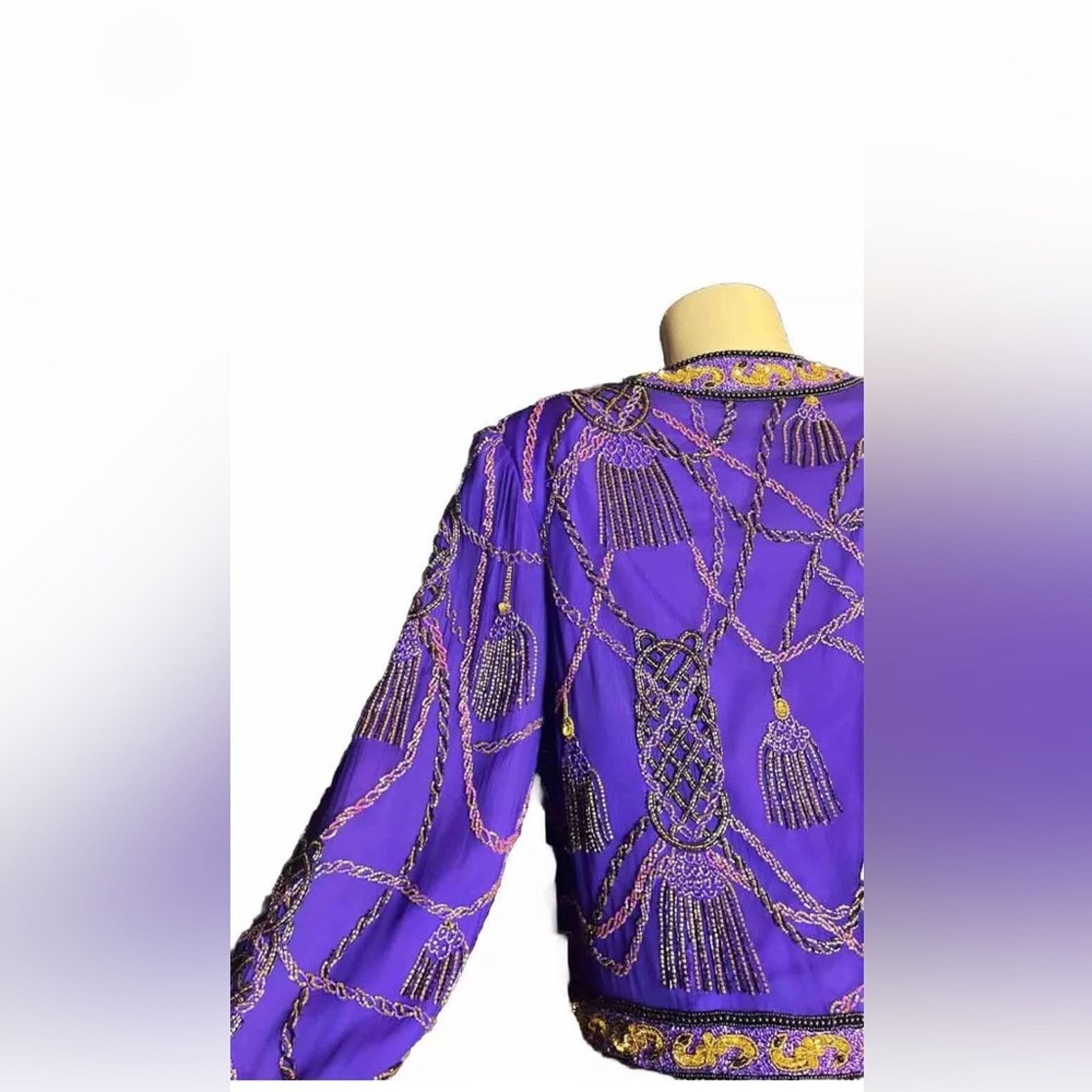 Vintage VTG Lawrence Kazar Sequin silk Tassel Cropped Jacket Beaded Size M / US 6-8 / IT 42-44 - 4 Thumbnail