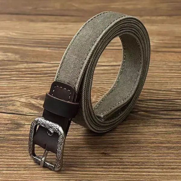Japanese Brand Street Vintage Pin Buckle Textured Design Canvas Belt 47 in. Size ONE SIZE - 7 Thumbnail