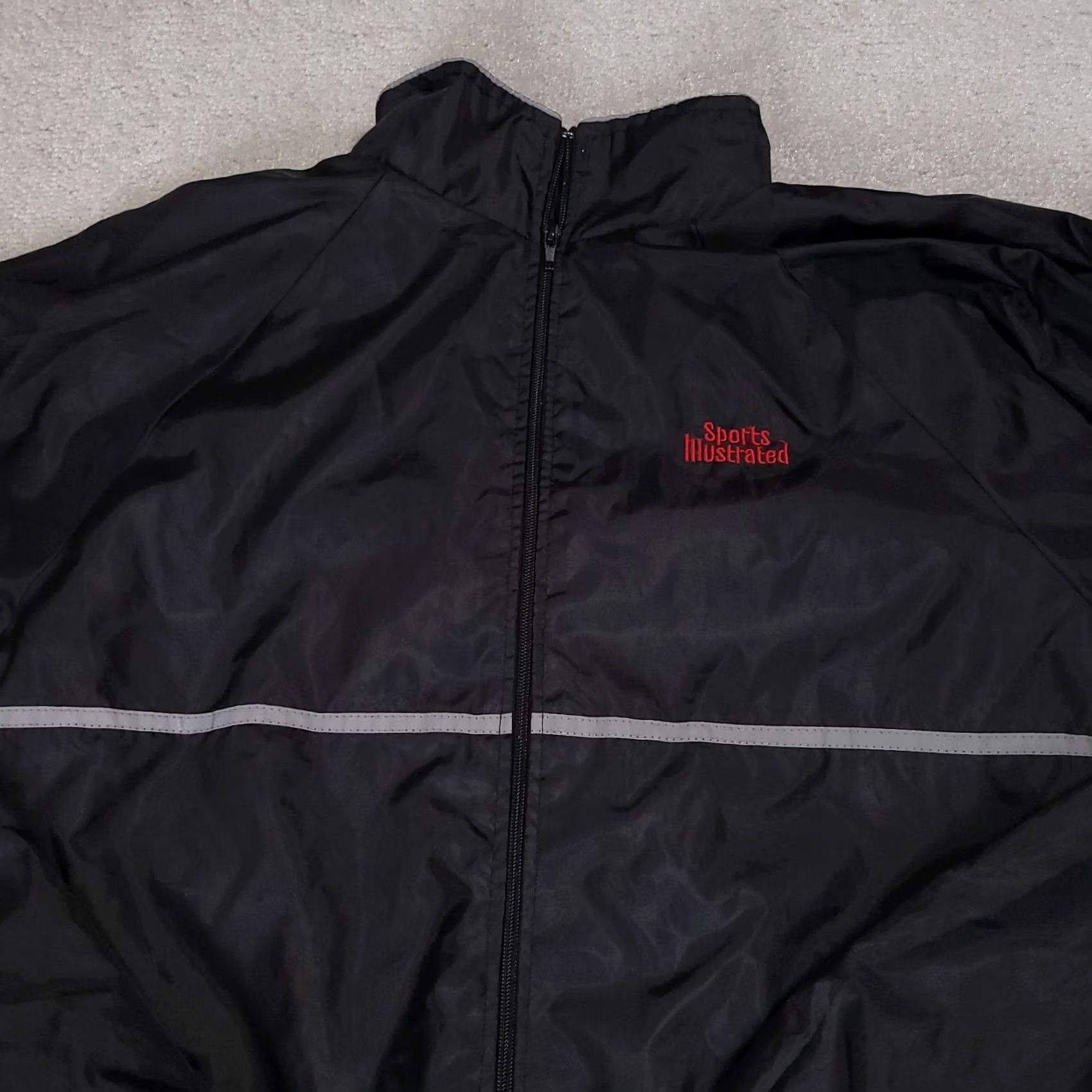 Vintage Sports Illustrated Jacket Full Zip Windbreaker Light Coat Mens XL Black Windbreaker Jacket Logo Embroidered Athletic 90s Style Casual Mens XL Black Size US XL / EU 56 / 4 - 3 Thumbnail