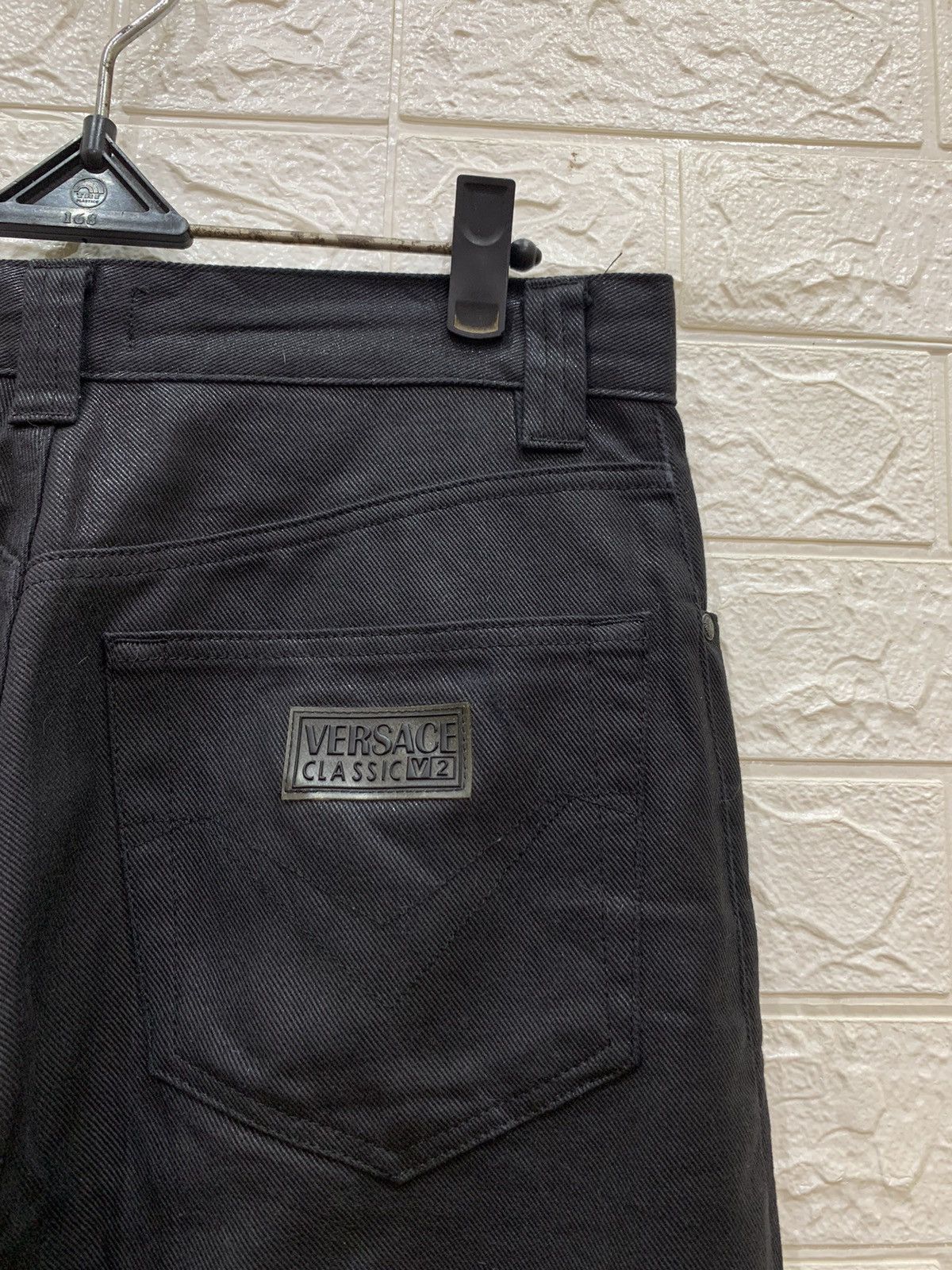 Versace Vintage Versace black wax denim pants Size US 31 - 3 Thumbnail