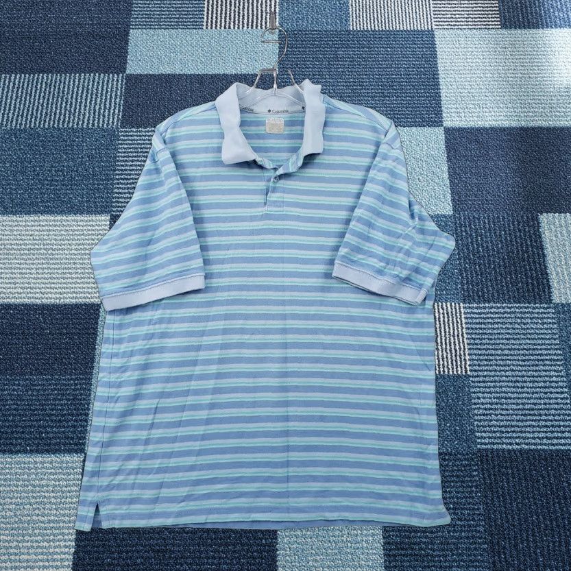 Vintage Columbia Polo Shirt Mens L Blue Striped Short Sleeve Collared Shirt Polo Size US L / EU 52-54 / 3 - 1 Thumbnail