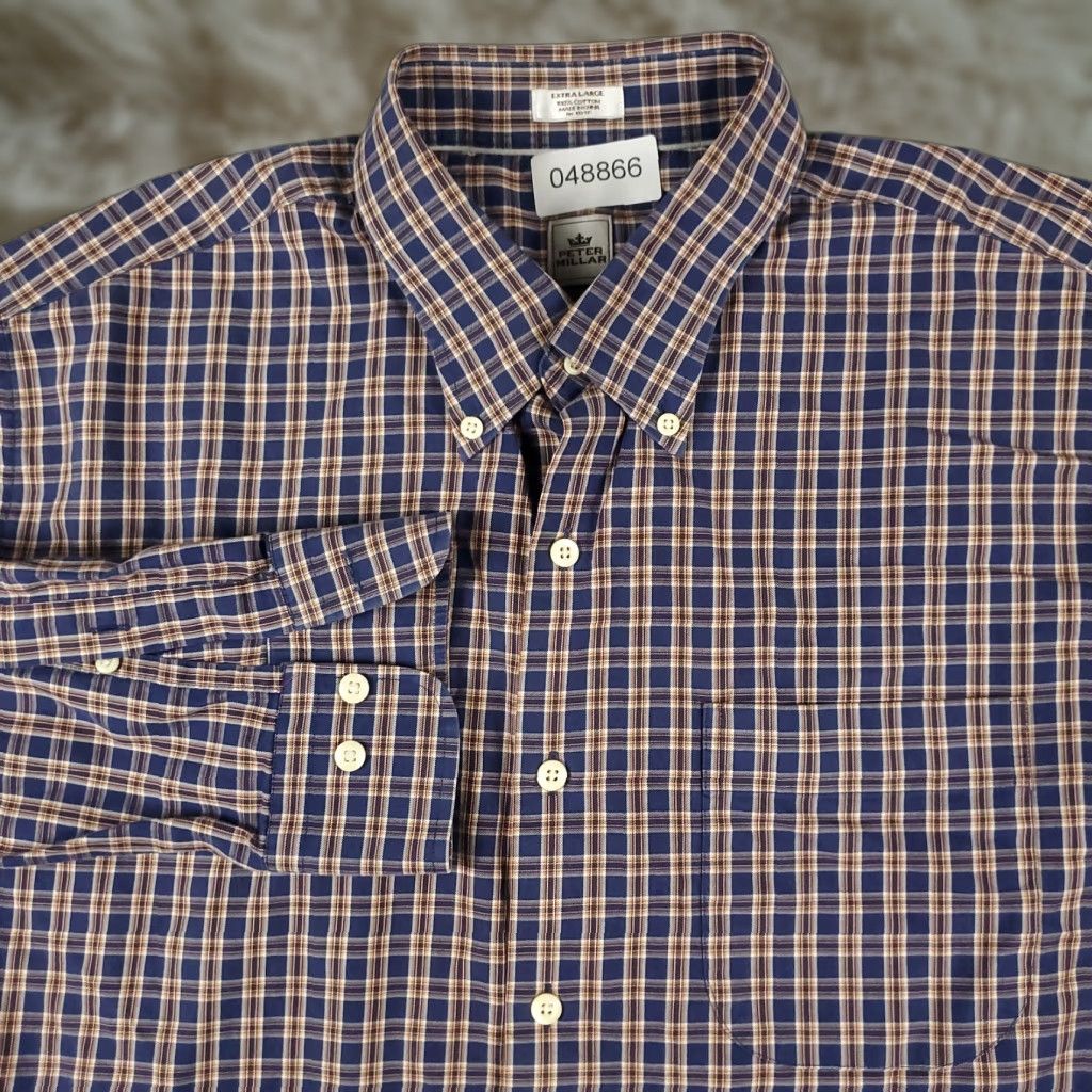 Peter Millar PETER MILLAR Button-Up Shirt Mens Size XL Blue Plaid Long Sleeve Casual Classic Size US XL / EU 56 / 4 - 1 Thumbnail
