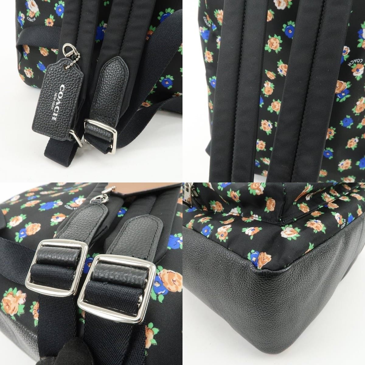 Coach Coach Charlie Floral Nylon & Leather Backpack Black Size ONE SIZE - 4 Thumbnail