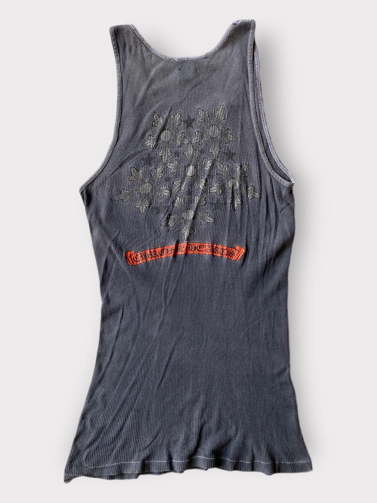 image of Vintage Chrome Hearts Ribbed Tank Top in Faded Black, Men's (Size Medium)