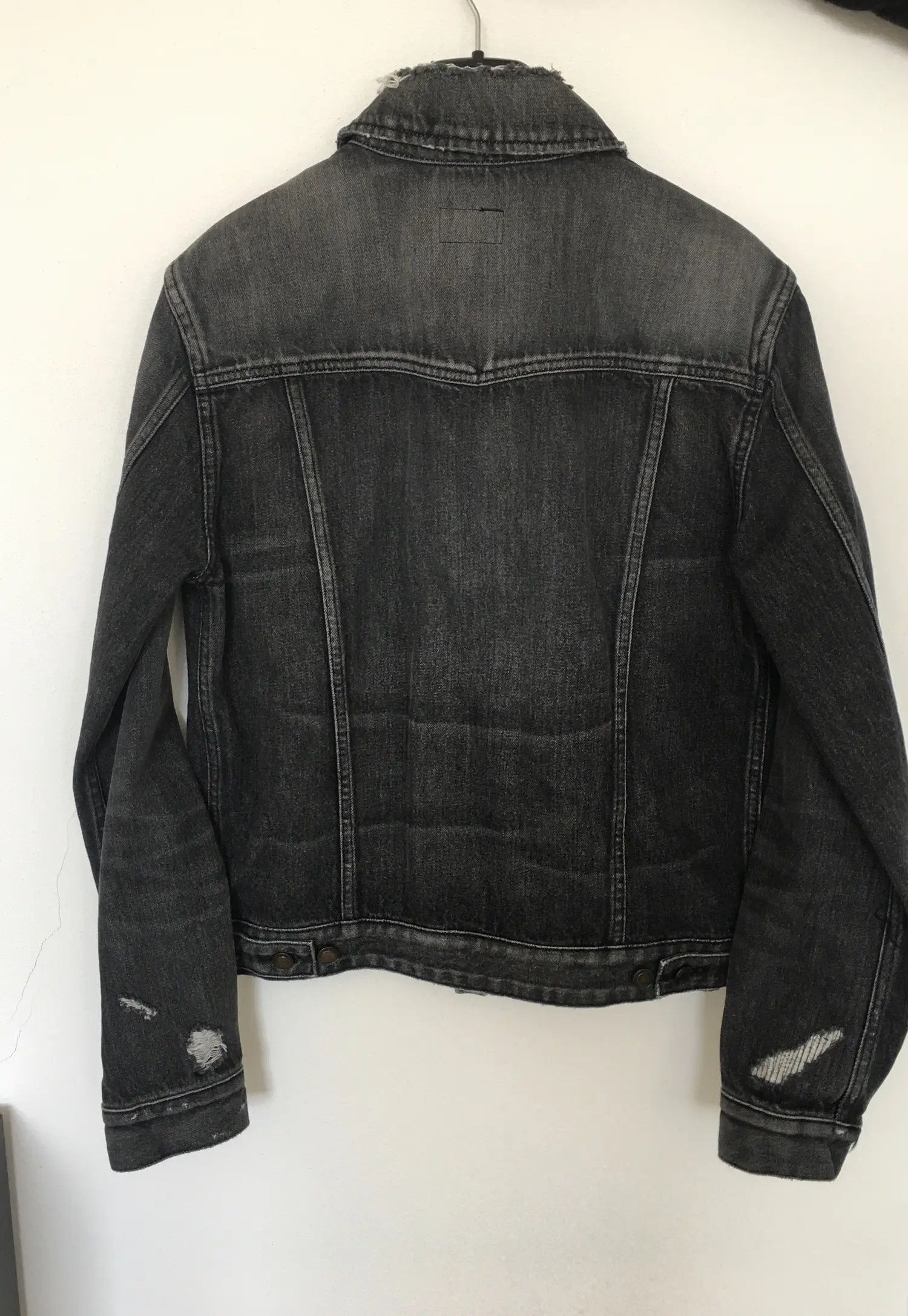 Saint Laurent Paris FW'18 Denim Jacket Ripped Sleeves Size US M / EU 48-50 / 2 - 2 Thumbnail