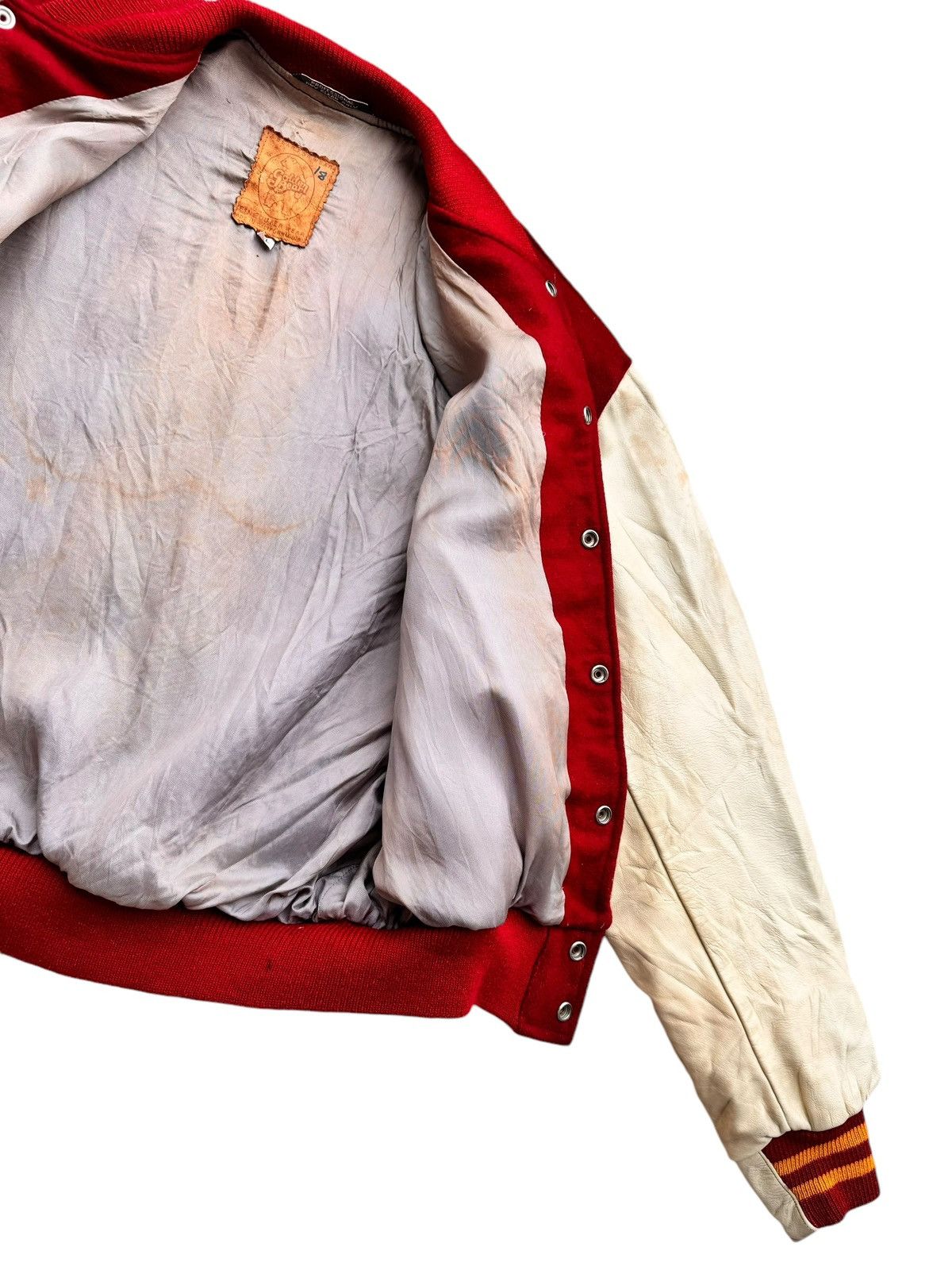 Golden Bear ⚡️⚡️Vintage Golden Bear Varsity Leather Sleeve Jacket Size US XL / EU 56 / 4 - 15 Thumbnail