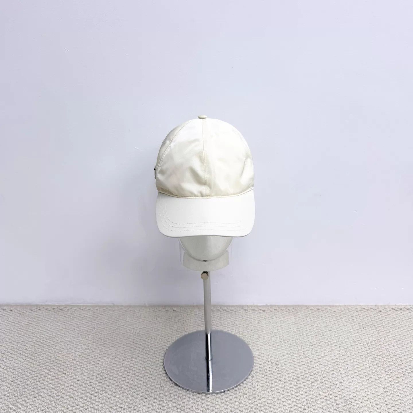 Prada Prada Cream Recycled Nylon Side Triangle L Unisex Cap 99New Size ONE SIZE - 2 Thumbnail