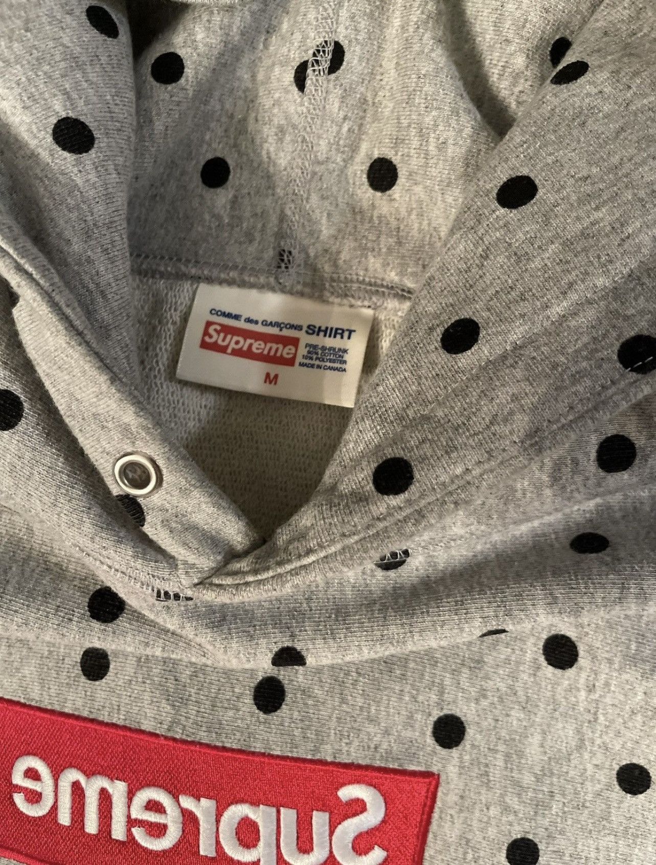 Comme des Garcons SHIRT × Supreme SS2012 Supreme X Comme Des Garçons Grey Polka Dot Hoodie Size US M / EU 48-50 / 2 - 2 Thumbnail