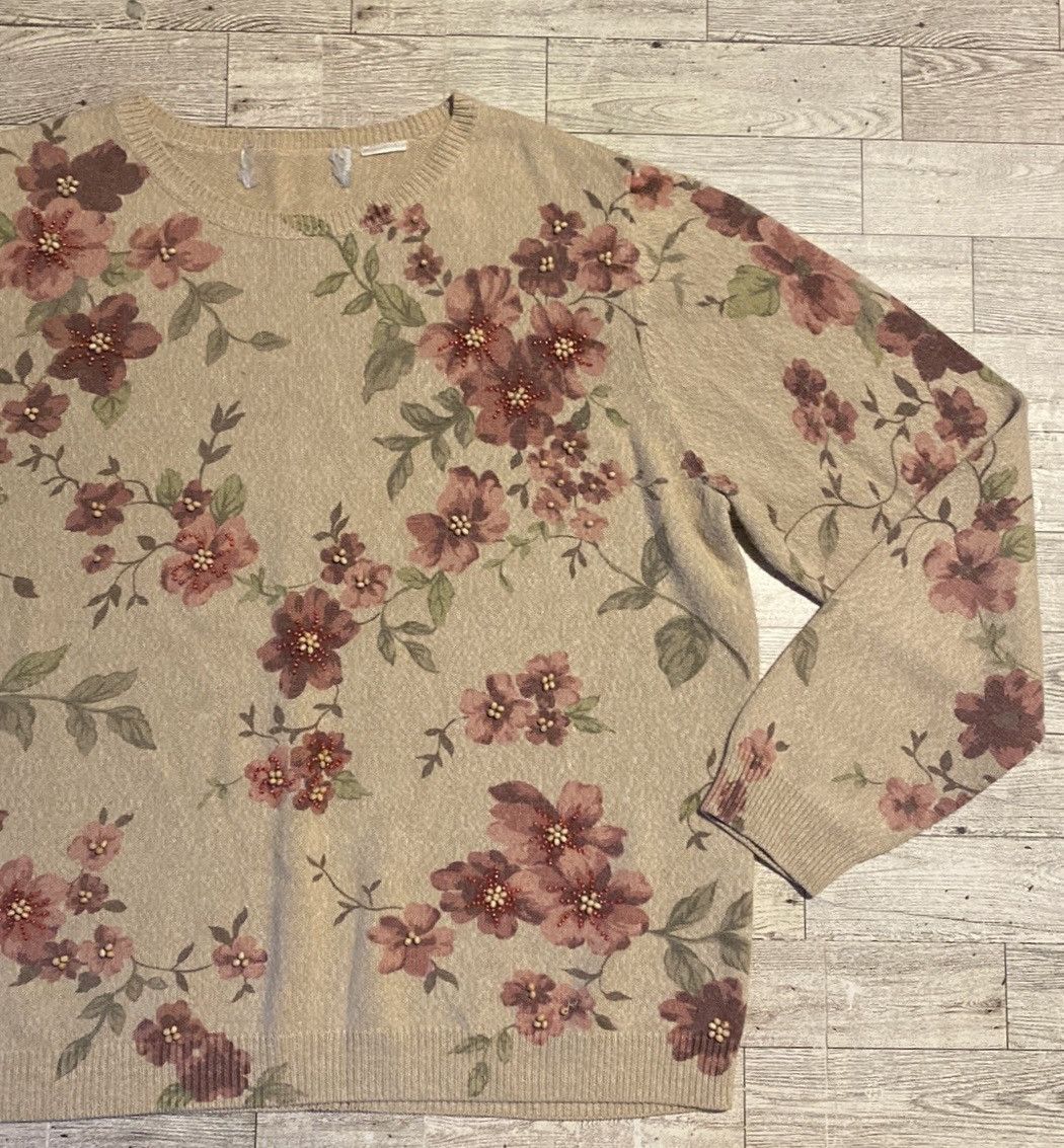 Vintage Vintage, Beige, Floral, Embellished, Pullover Sweatshirt Size S / US 4 / IT 40 - 11 Thumbnail