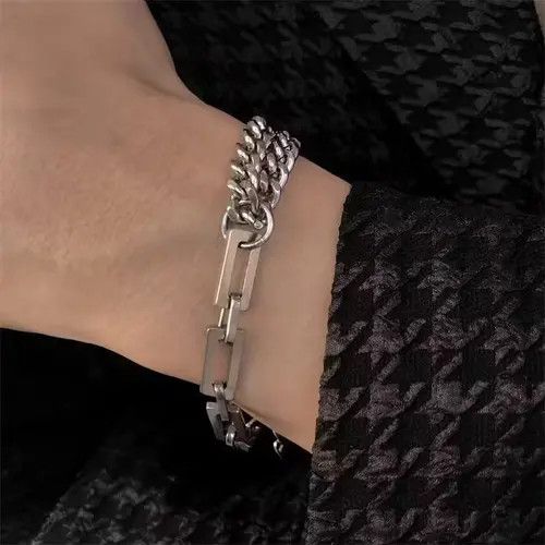 Jewelry Layered Stainless Steel Cuba Chain Bracelet Size ONE SIZE - 2 Thumbnail