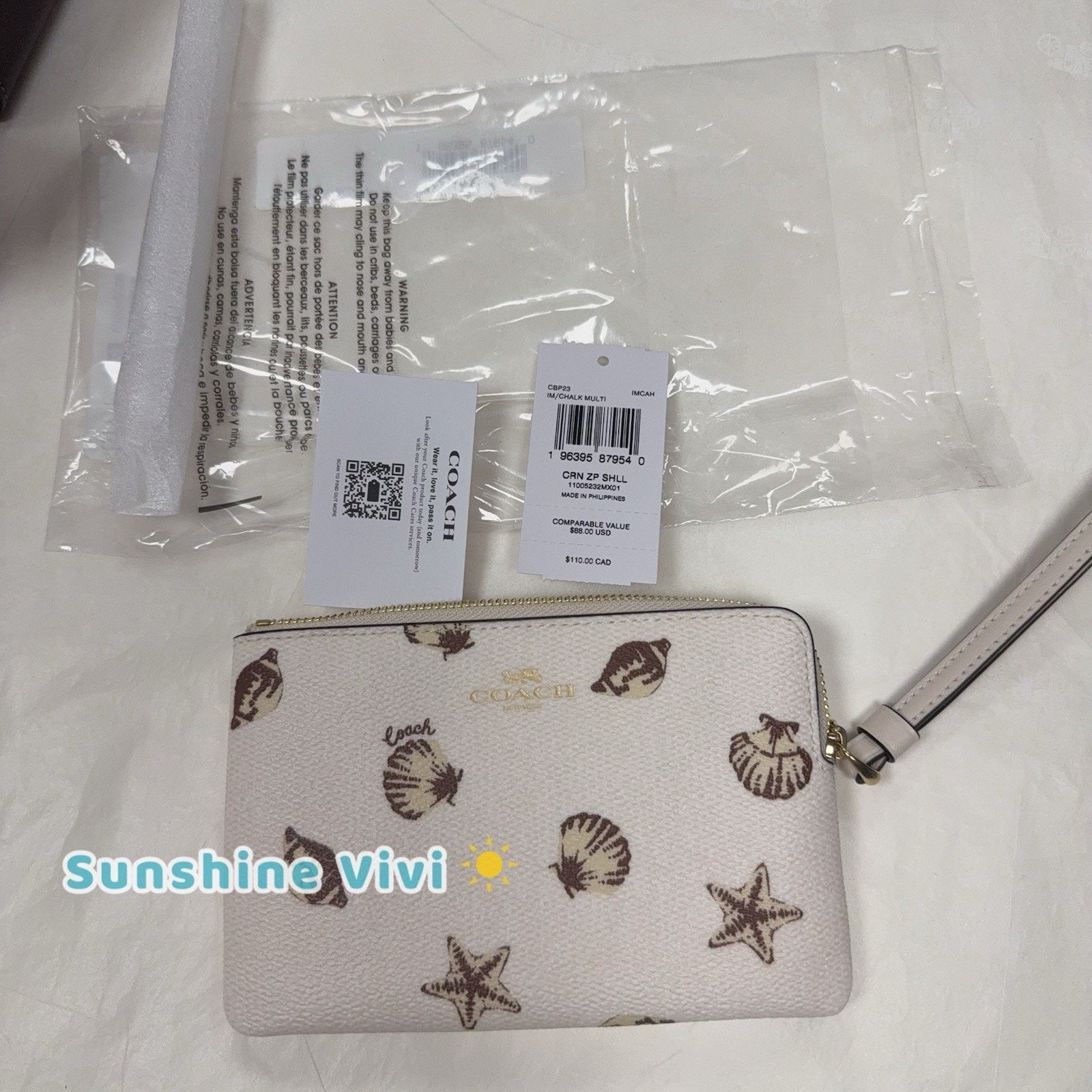 Coach NWT Coach Corner Zip Wristlet Shell CBP23 Gold/Chalk Multi Size ONE SIZE - 2 Thumbnail