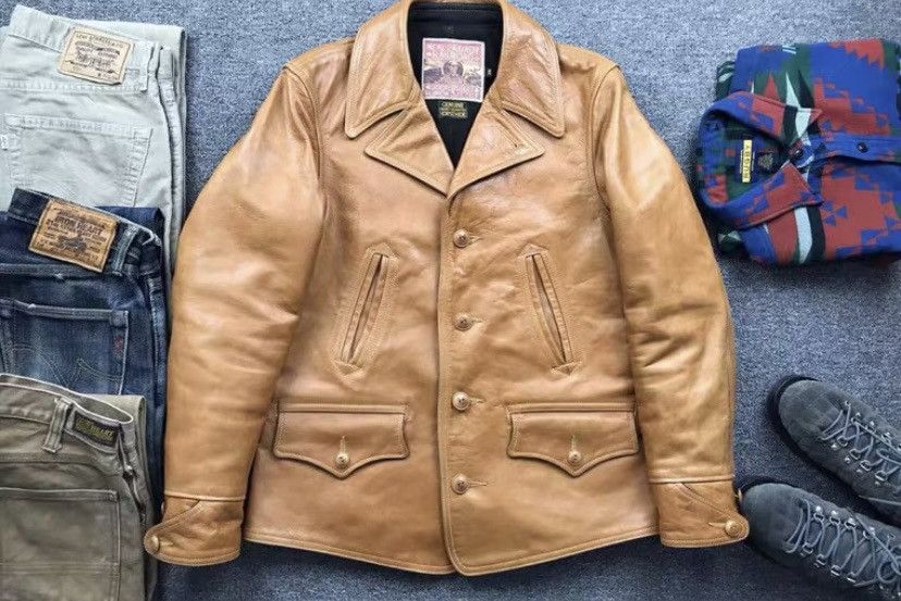 image of Freewheelers Dispatcher Horseskin Leather Coat in Brown, Men's (Size 2XS)