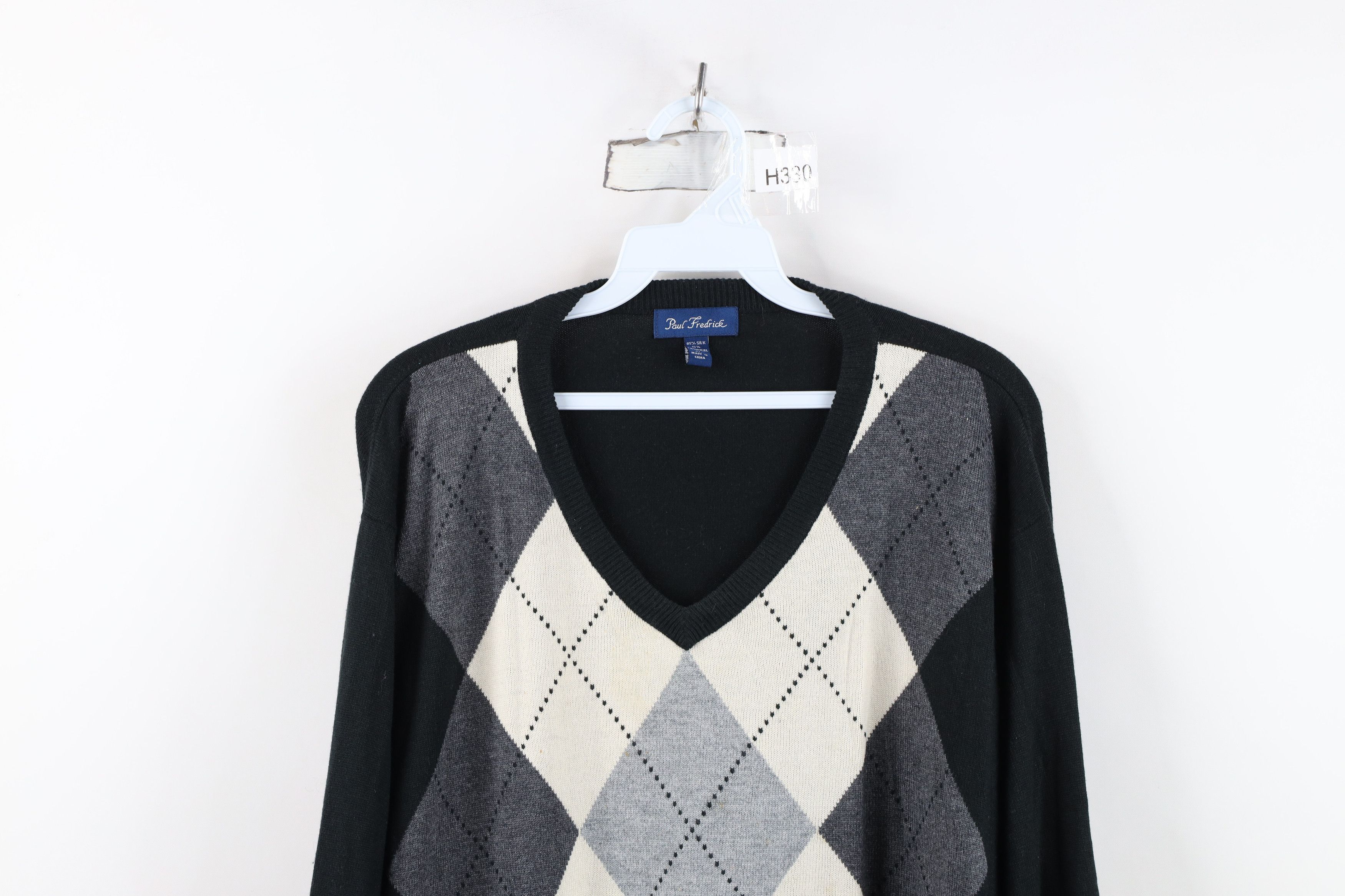 Vintage Vintage Streetwear Silk Cashmere Argyle Diamond Knit Sweater Size US XL / EU 56 / 4 - 2 Thumbnail