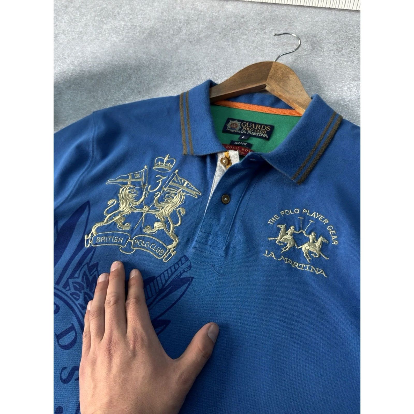 La Martina VINTAGE La Martina Guards Polo Club Big Logo Y2K Blue Polo Shirt L Men Size US L / EU 52-54 / 3 - 4 Thumbnail