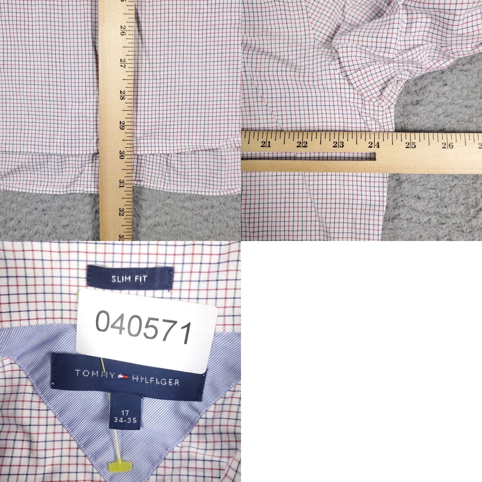 Tommy Hilfiger Tommy Hilfiger Shirt Mens 17 Red Blue Check Dress Button Up Long Sleeve Size 46R - 8 Thumbnail