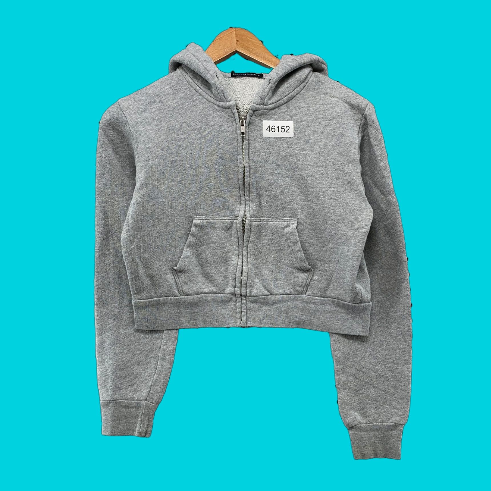 Brandy Melville VINTAGE Brandy Melville Hoodie Sweatshirt Womens One Size Cropped Zip Hooded Fleece Size ONE SIZE - 1 Thumbnail