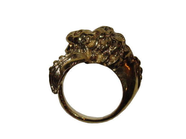 Designer 18 kt Gold Plated Brass Etruscan Lion Wrap Ring Size ONE SIZE - 4 Thumbnail