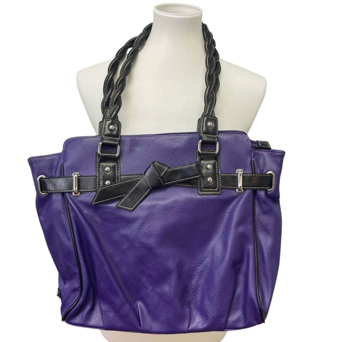 Other Rosetti Purple Faux Leather Braided Handle Handbag Purse Size ONE SIZE - 1 Thumbnail