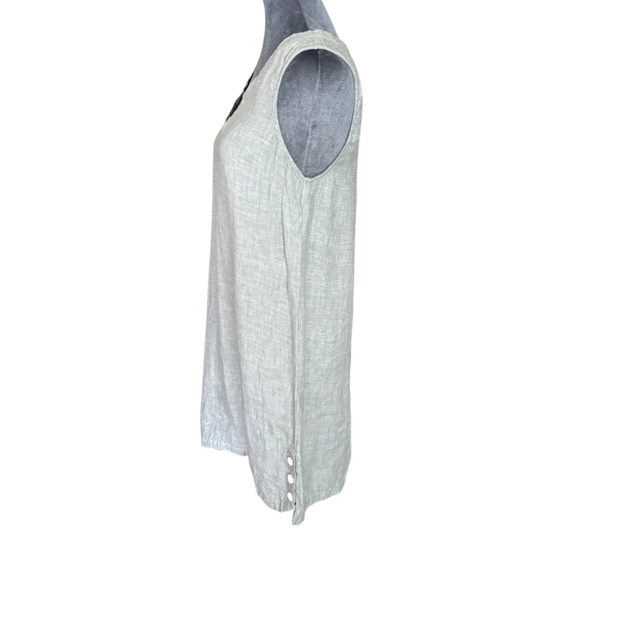 Nicole Miller Nicole Miller 100% Linen Sleeveless V-Neck Tunic Top With Bu Size M / US 6-8 / IT 42-44 - 3 Thumbnail