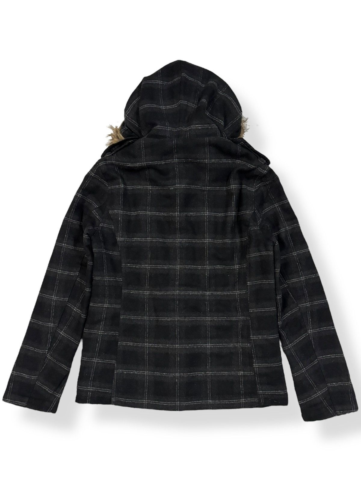 If Six Was Nine In The Attic Plaid Multi-pockets Faux Fur Hooded Punk Jacket Size US S / EU 44-46 / 1 - 2 Thumbnail
