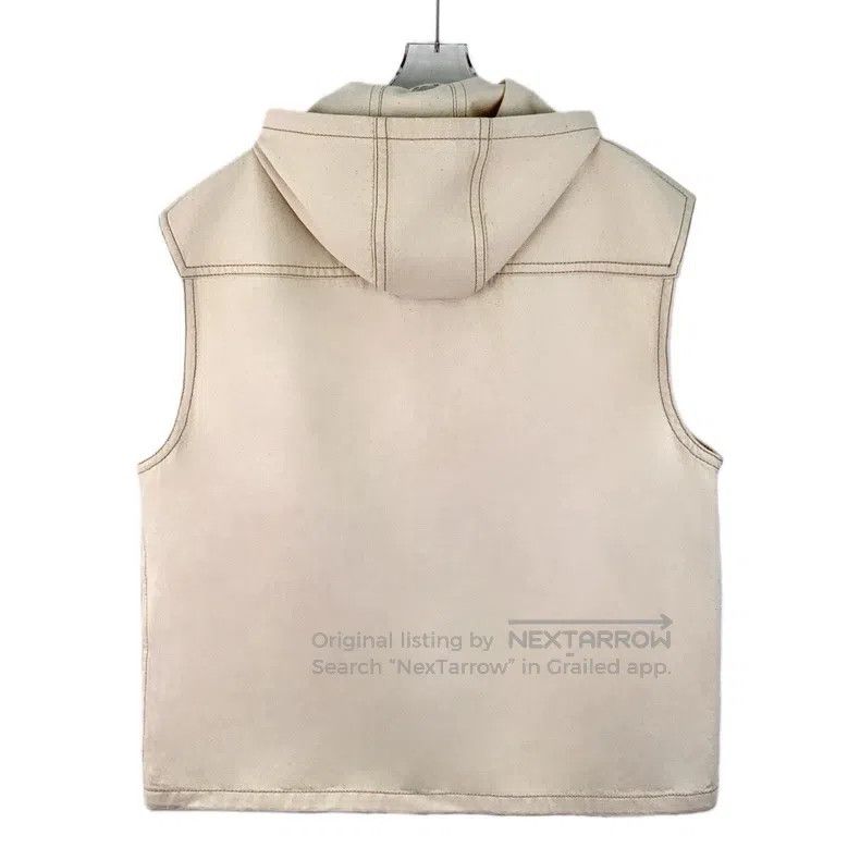Prada Prada Beige triangle cotton hooded zipper sleeveless vest Size US L / EU 52-54 / 3 - 2 Thumbnail