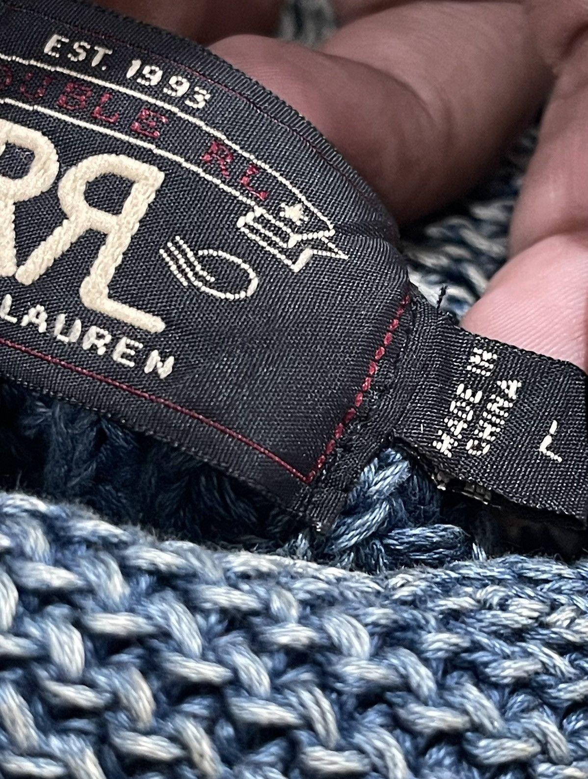 RRL Ralph Lauren RRL Double Ralph Lauren Indigo Cardigan Distressed Knit Size US L / EU 52-54 / 3 - 14 Thumbnail