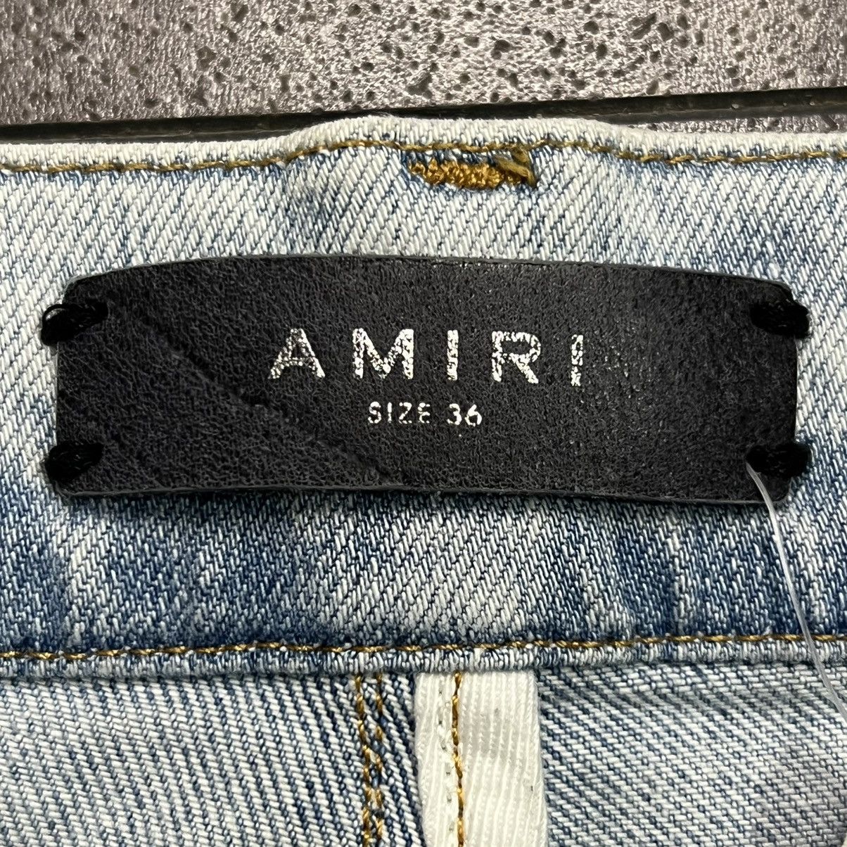 Amiri Amiri MX1 White Cracked Leather Patch Jeans Clay Indigo Size US 36 / EU 52 - 6 Thumbnail