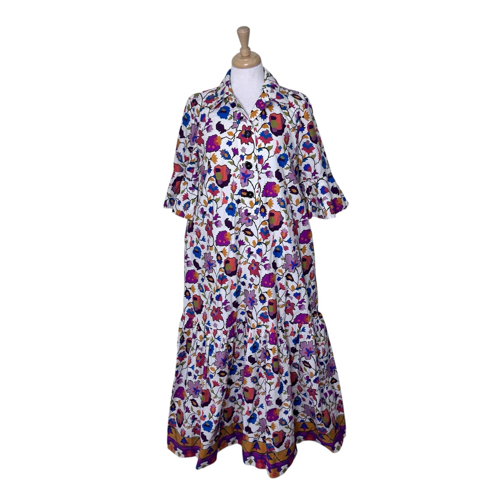 La DoubleJ LA DOUBLE J Artemis Flutter Sleeve Floral Printed Midi Dress Size M / US 6-8 / IT 42-44 - 2 Thumbnail