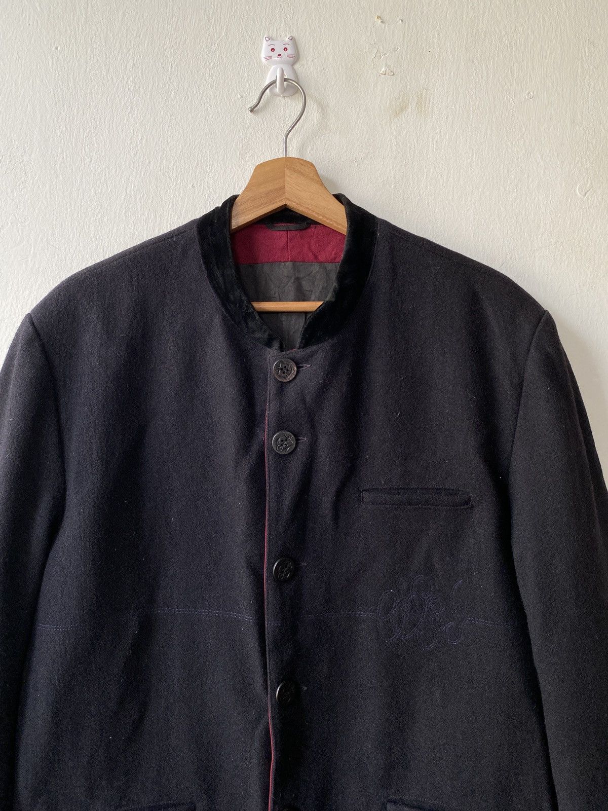 Marithe + Francois Girbaud × Vintage 1990s - Marithe Francois Girbaud Wool Mandarin Collar Jacket Size US L / EU 52-54 / 3 - 6 Thumbnail