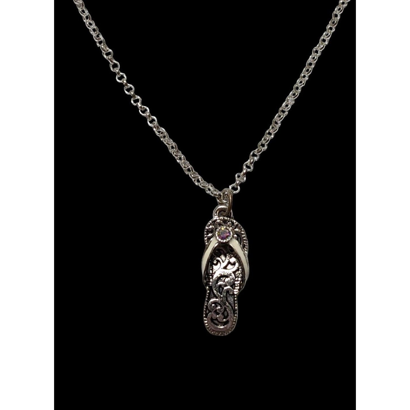 Other Silver Rhinestone Sandal Necklace Size ONE SIZE - 5 Thumbnail