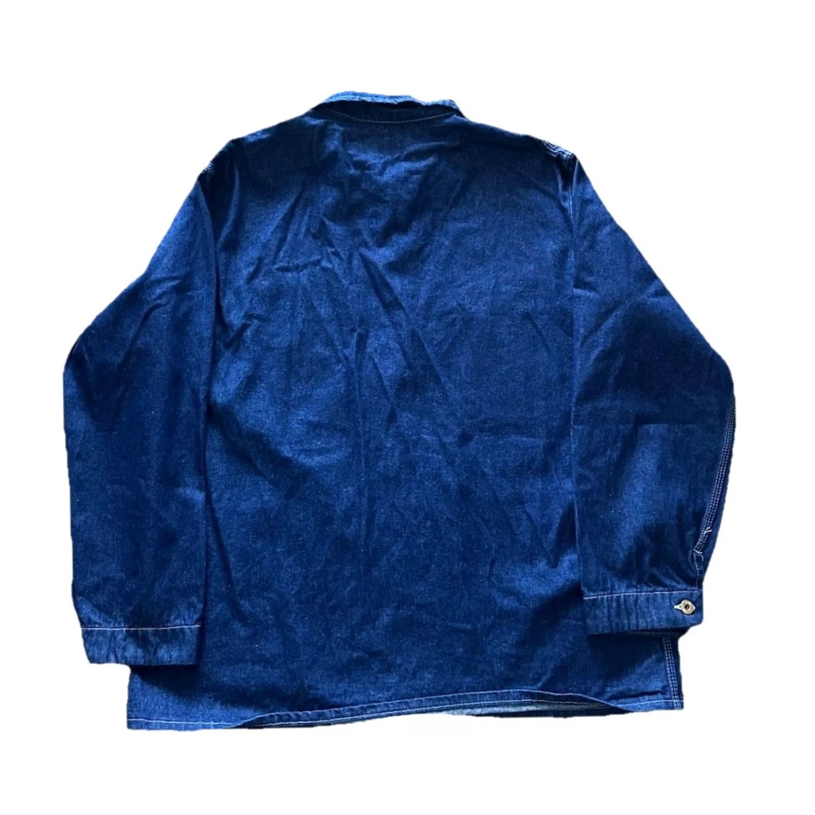 Vintage VINTAGE 60s Universal Overall Stone Cutter Jacket Mens 50 Chore Coat Sanforized Denim Blue Metal Button Pocket Military USA Collared Size US 34 / EU 50 - 7 Thumbnail