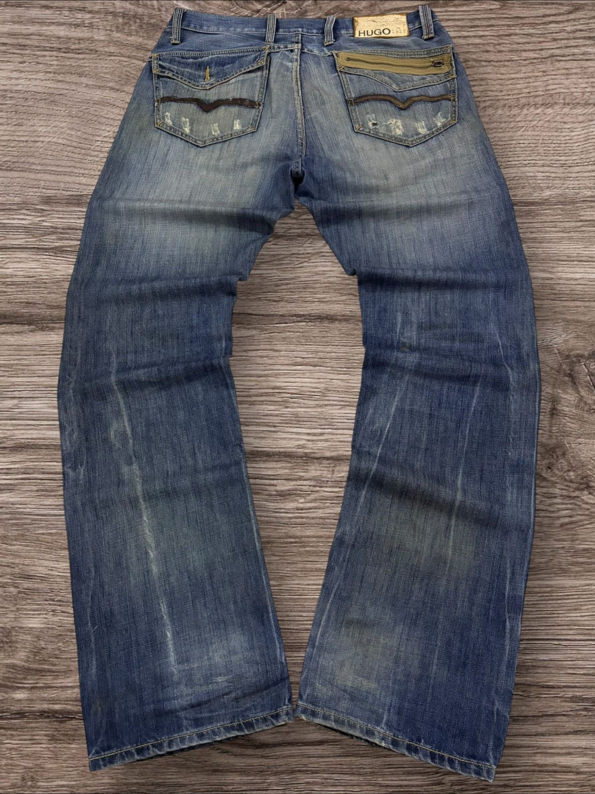 Hugo Boss Vtg HUGO by Hugo Boss Mud Wash Distress Jeans Size US 34 / EU 50 - 2 Thumbnail