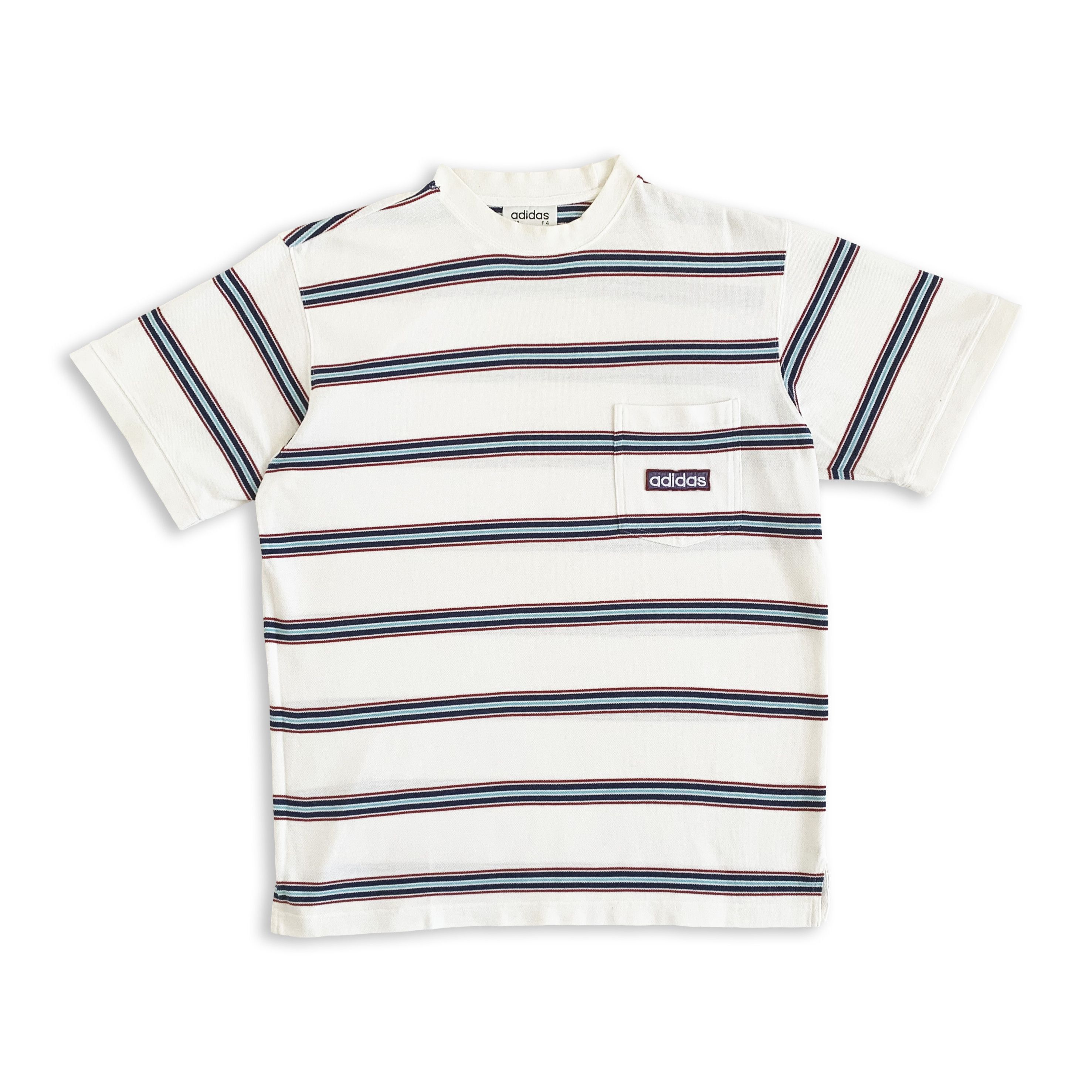 Adidas Vintage 90s ADIDAS t shirt 80s Retro Striped Pinstriped Tee Size US M / EU 48-50 / 2 - 2 Thumbnail