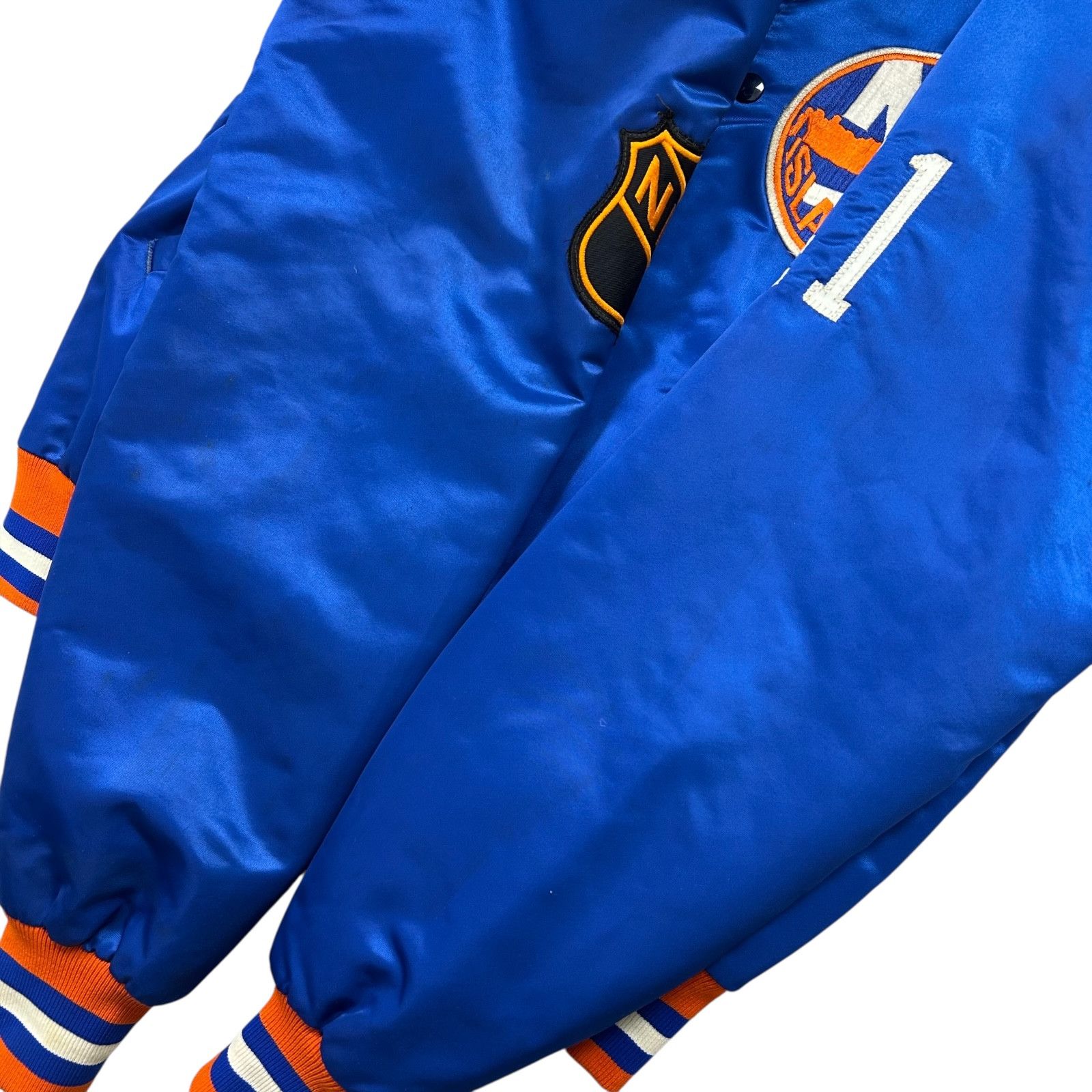 NHL VTG 90s NEW YORK ISLANDERS STARTER SATIN JACKET SPELL OUT Size US M / EU 48-50 / 2 - 12 Thumbnail