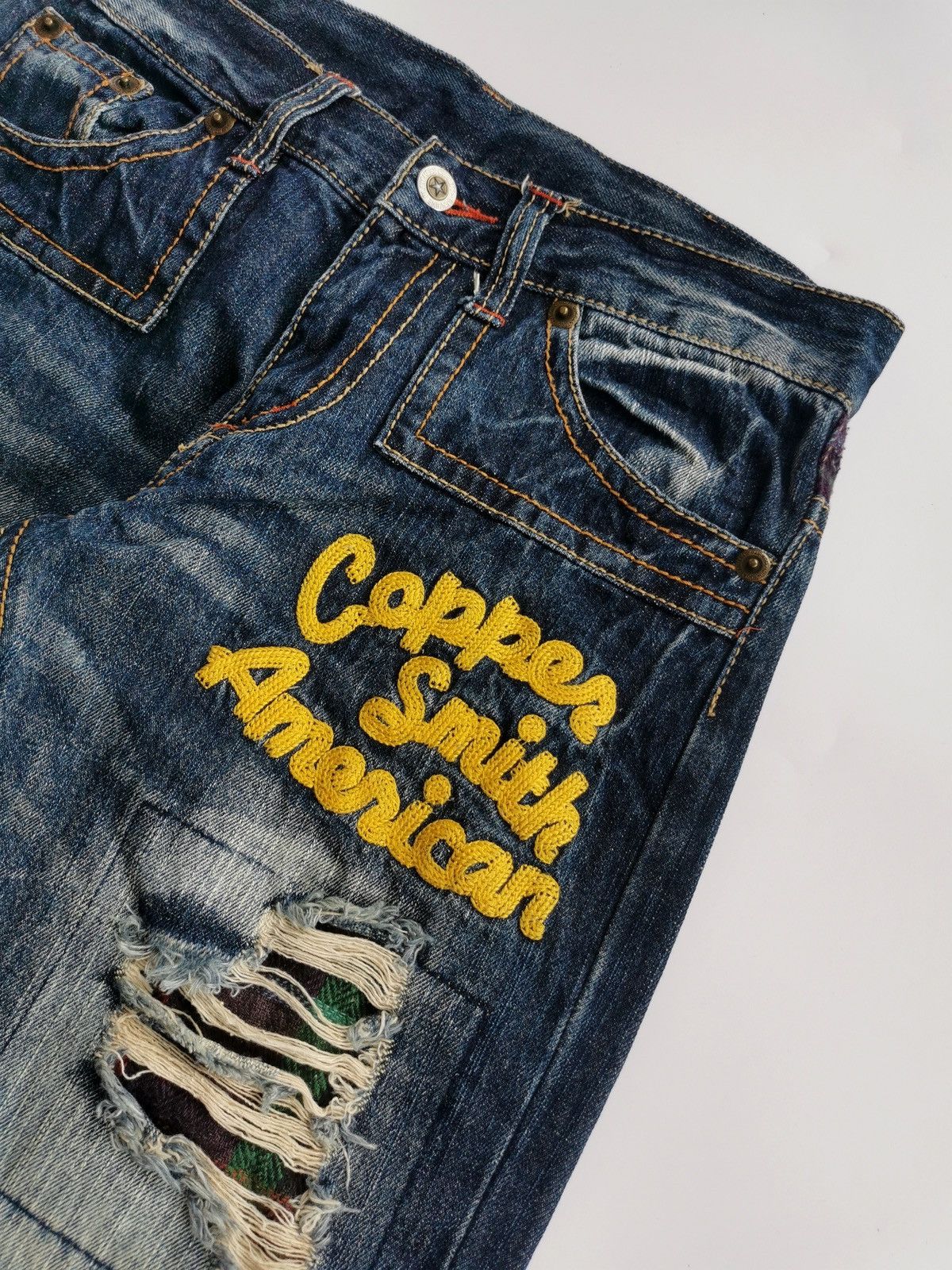 Japanese Brand Copper Smith American Patchwork Jeans Size US 30 / EU 46 - 4 Thumbnail