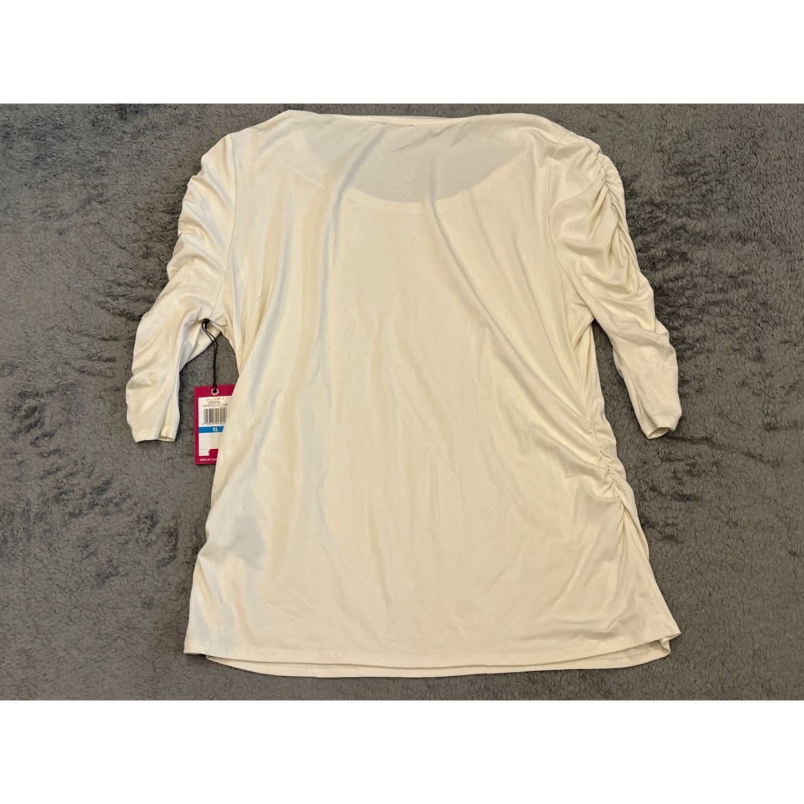 Vince Camuto Vince Camuto Top Womens XL Cream Long Ruched Sleeve Casual Light Blouse Shirt Glitter-free? (removed) Size XL / US 12-14 / IT 48-50 - 6 Thumbnail