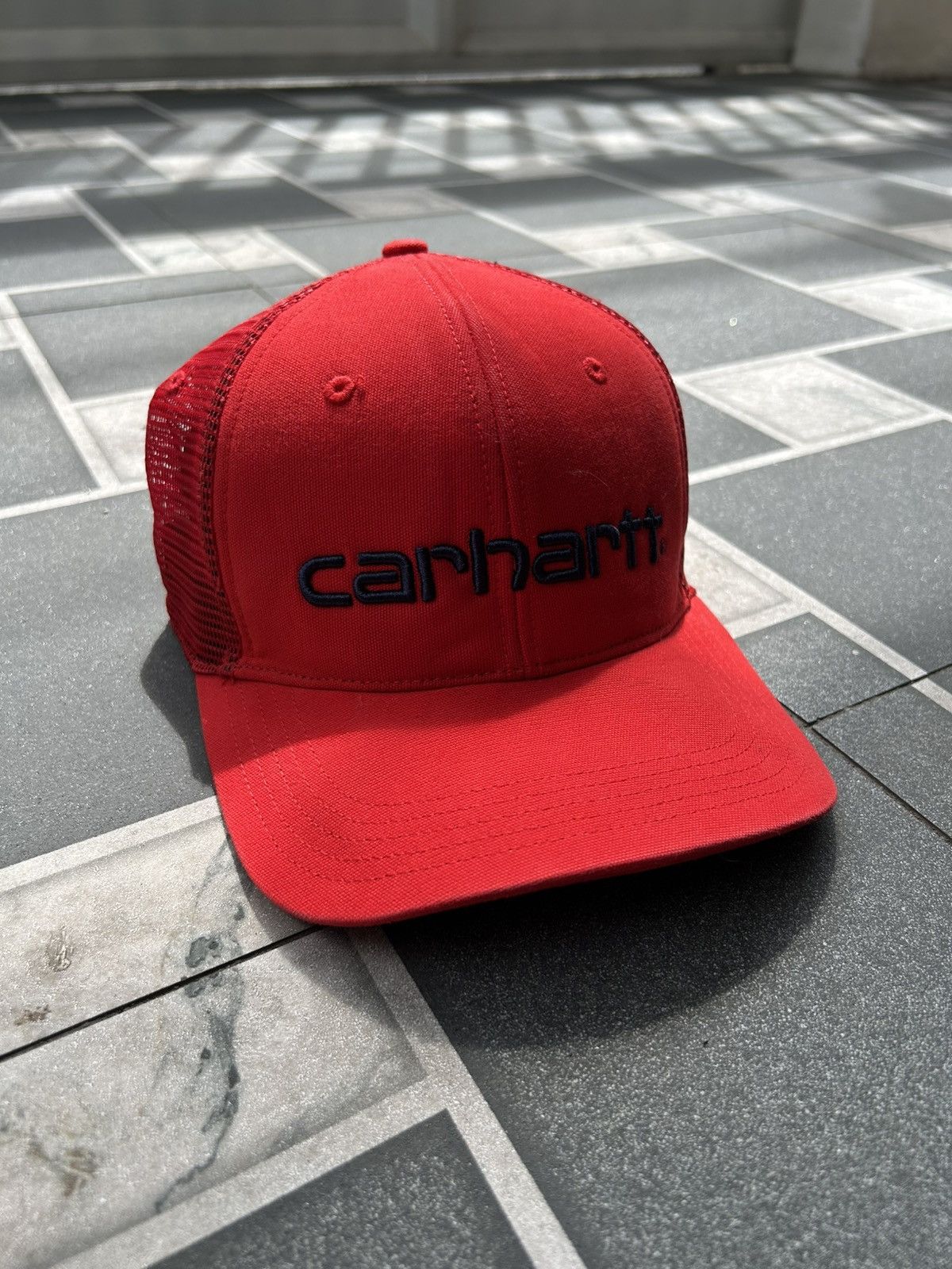 Carhartt Carhartt Hat Red Spell Out Logo Snap Back Mesh trucker hat Size ONE SIZE - 1 Thumbnail
