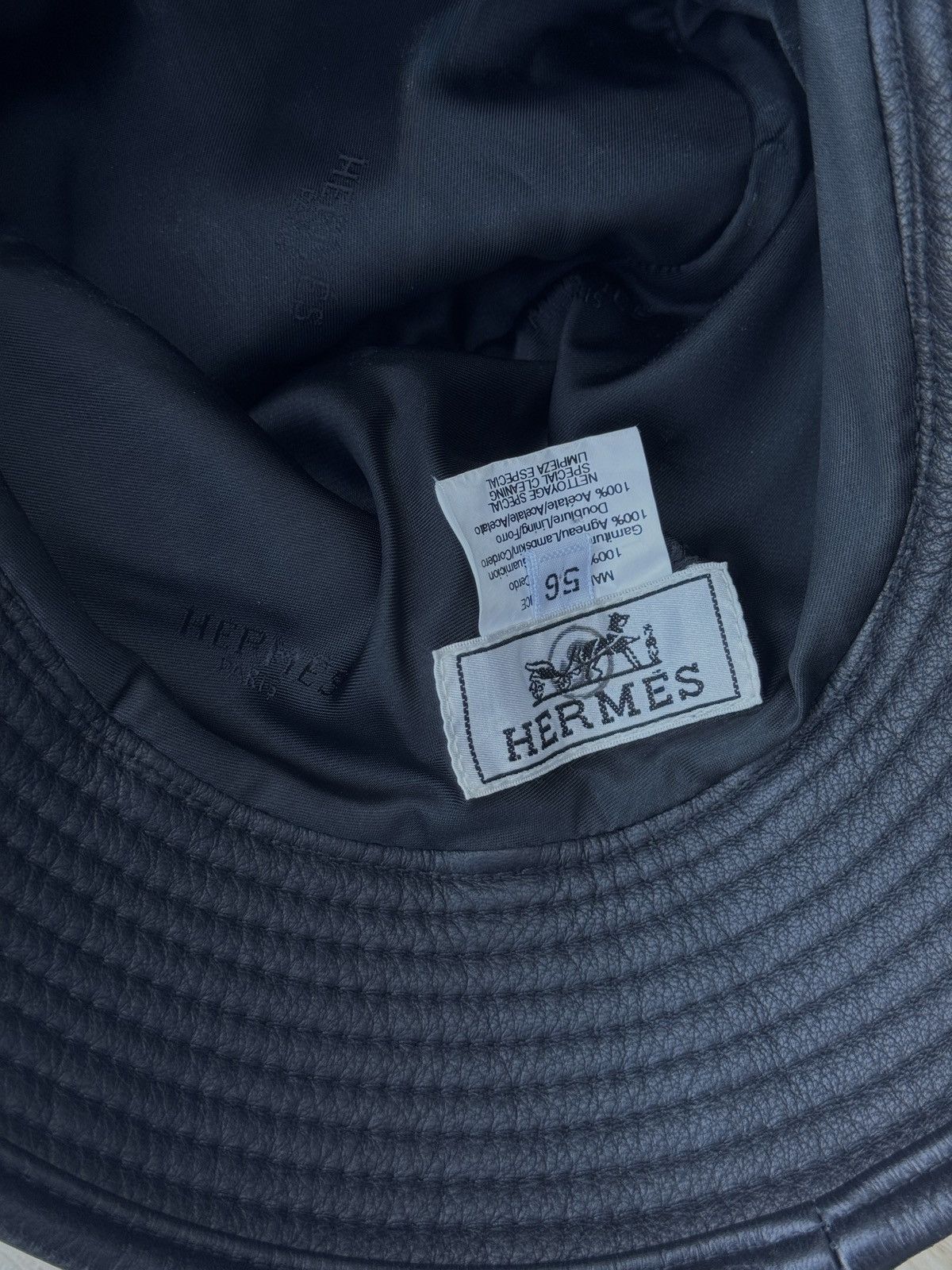 Hermes Deer Leather & Lamb Shearling Bucket Hat by Hermes Size ONE SIZE - 6 Thumbnail