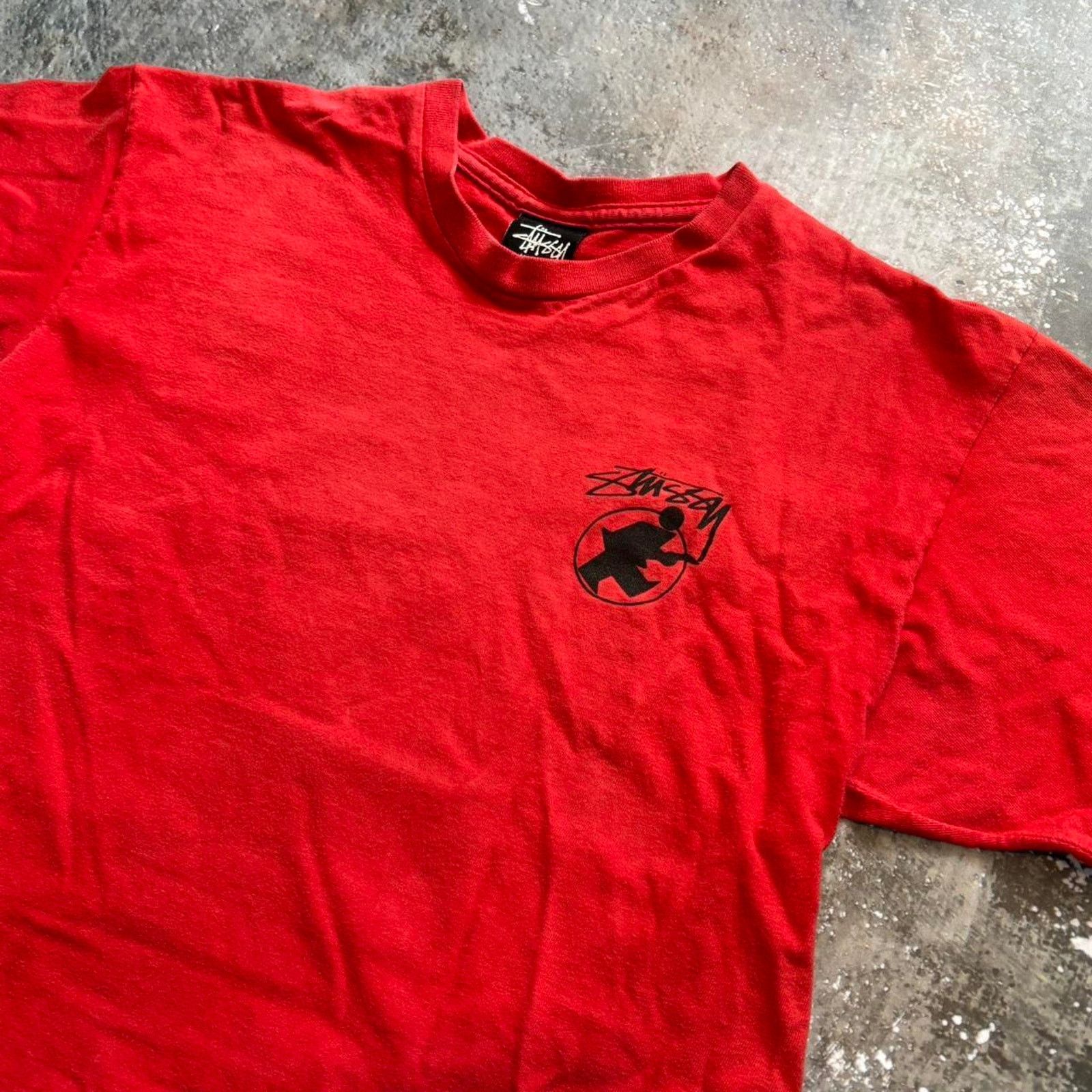 Stussy Vintage 90s Red Stussy T Shirt! Surfman Back Hit. Surfwear Size US S / EU 44-46 / 1 - 3 Thumbnail