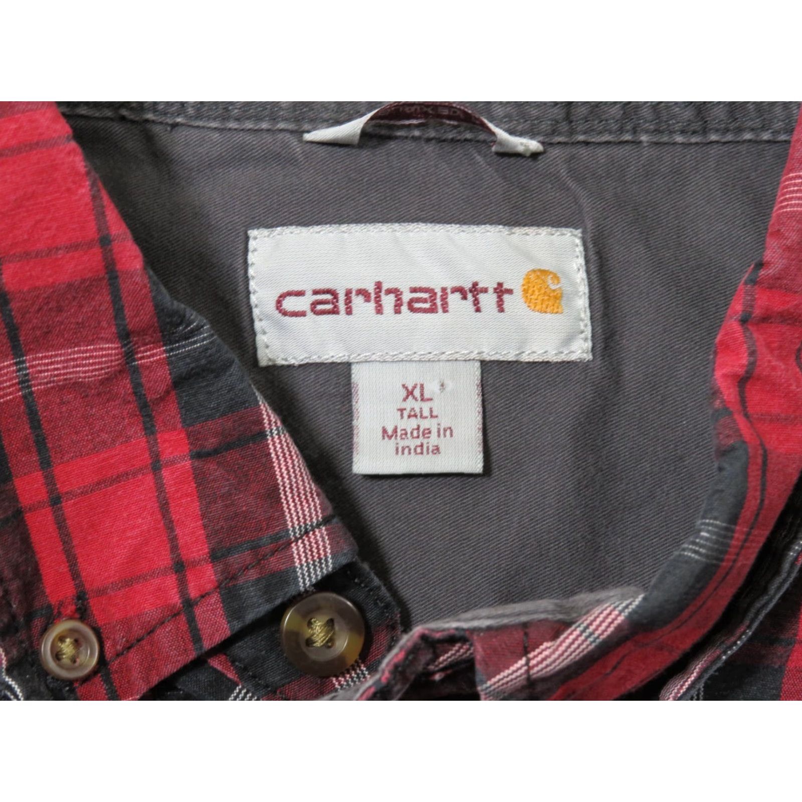 Carhartt Carhartt Shirt Mens XL Tall Red Plaid Relaxed Fit Long Sleeve Button-Up Cotton Flannel with Pockets Size US XL / EU 56 / 4 - 4 Thumbnail