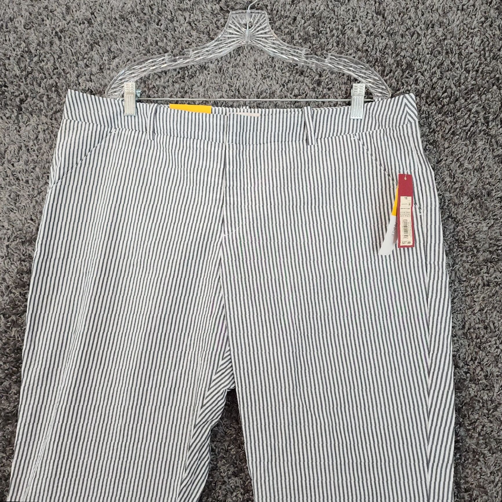 Merona Merona Pants Striped Chino Women 18 Plus Gray White Mid Rise Straight Hip Thigh Ankle 27in Women Size 40" / US 18 - 2 Thumbnail