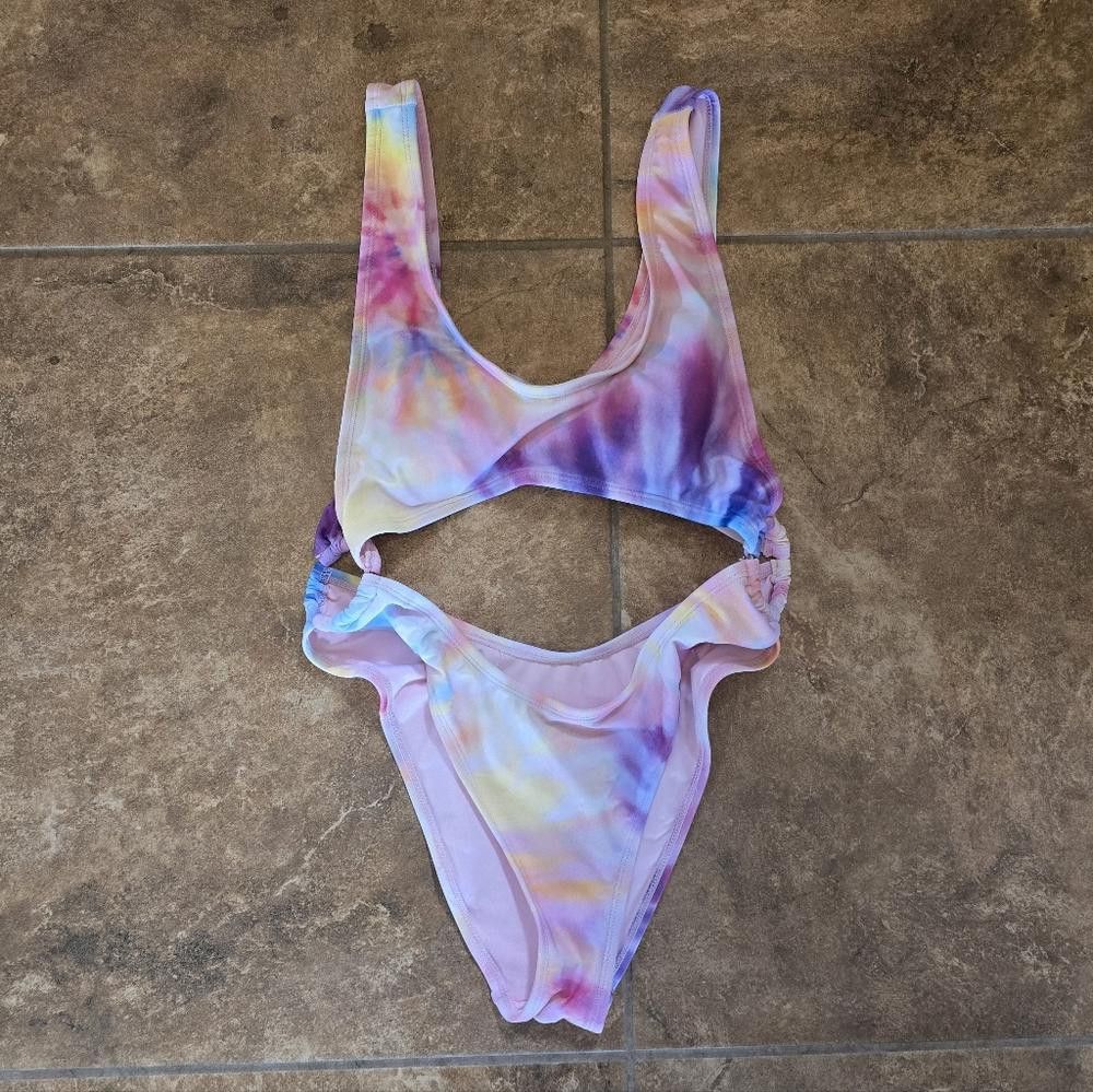 Fashion Nova Multicolored Tie Dyed FN Monokini Size ONE SIZE - 3 Thumbnail