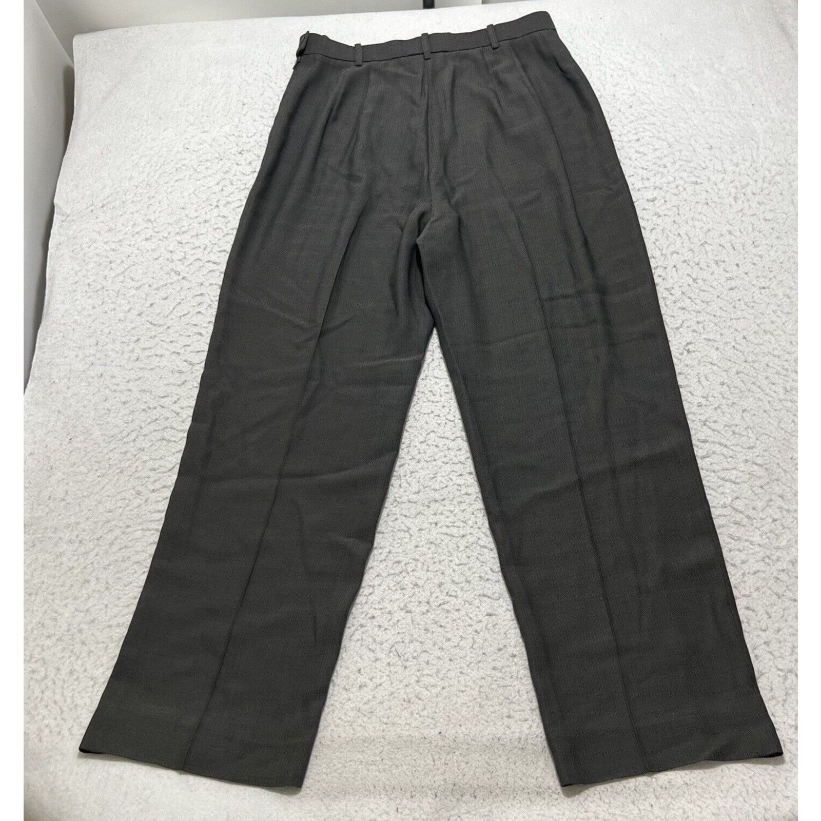 Vintage Carlisle Wool Blend Straight Leg Dress Pants Herringbone Size 34" / US 12 / IT 48 - 6 Thumbnail