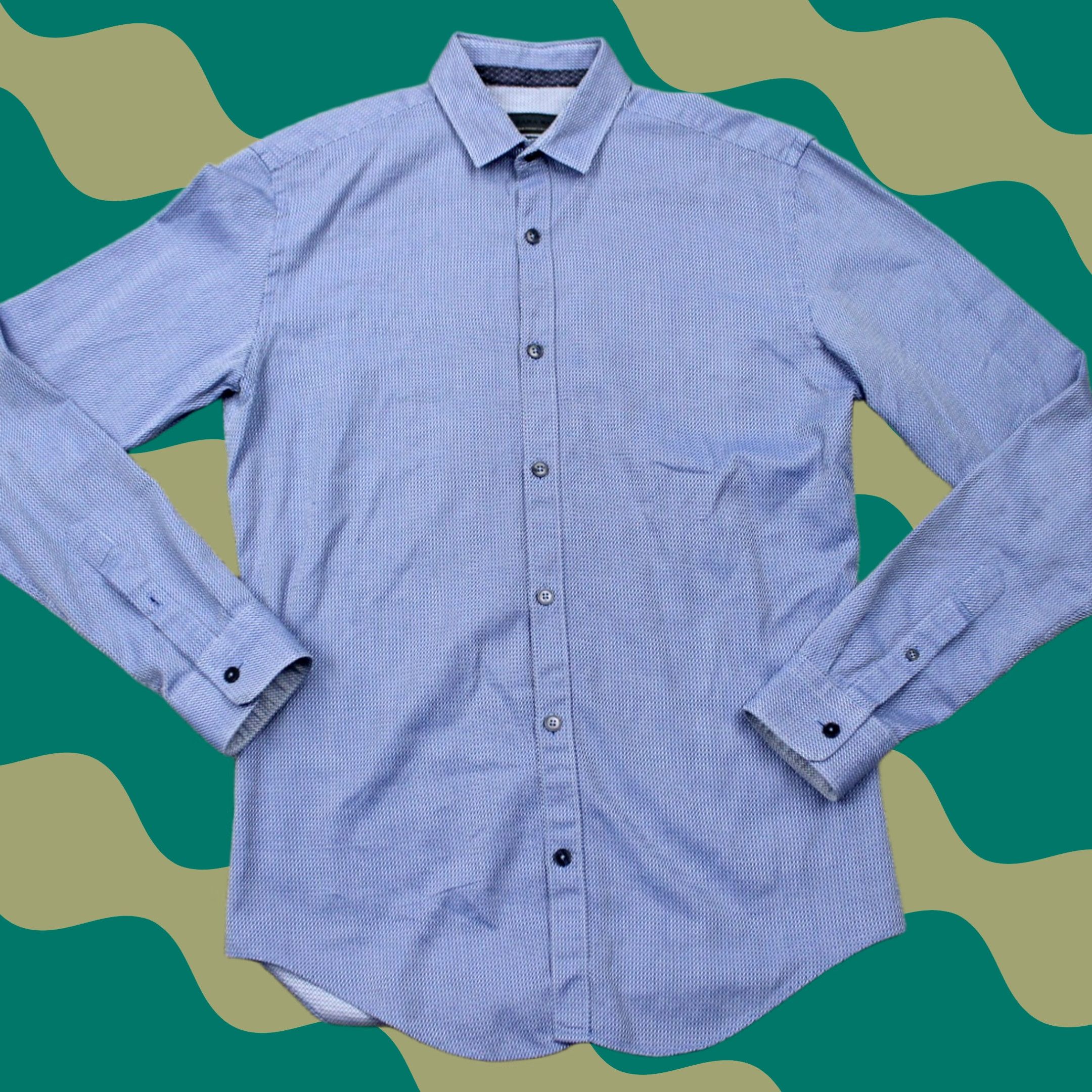 Zara Zara Man Button-Up Shirt Men Small Blue Geometric Slim Fit Long Sleeve Casual Button-Down Closet Gift Size US S / EU 44-46 / 1 - 1 Thumbnail
